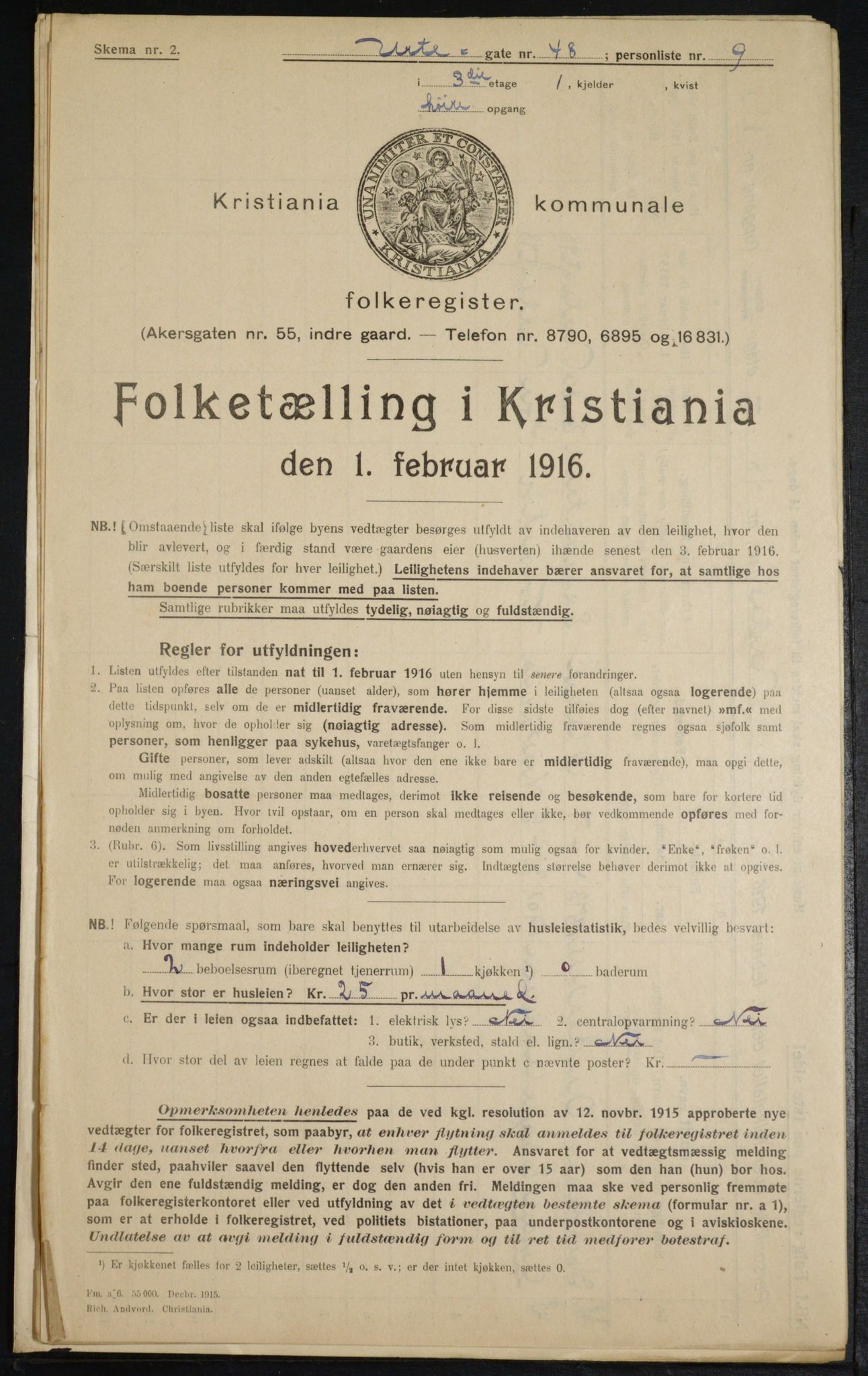 OBA, Municipal Census 1916 for Kristiania, 1916, p. 125041