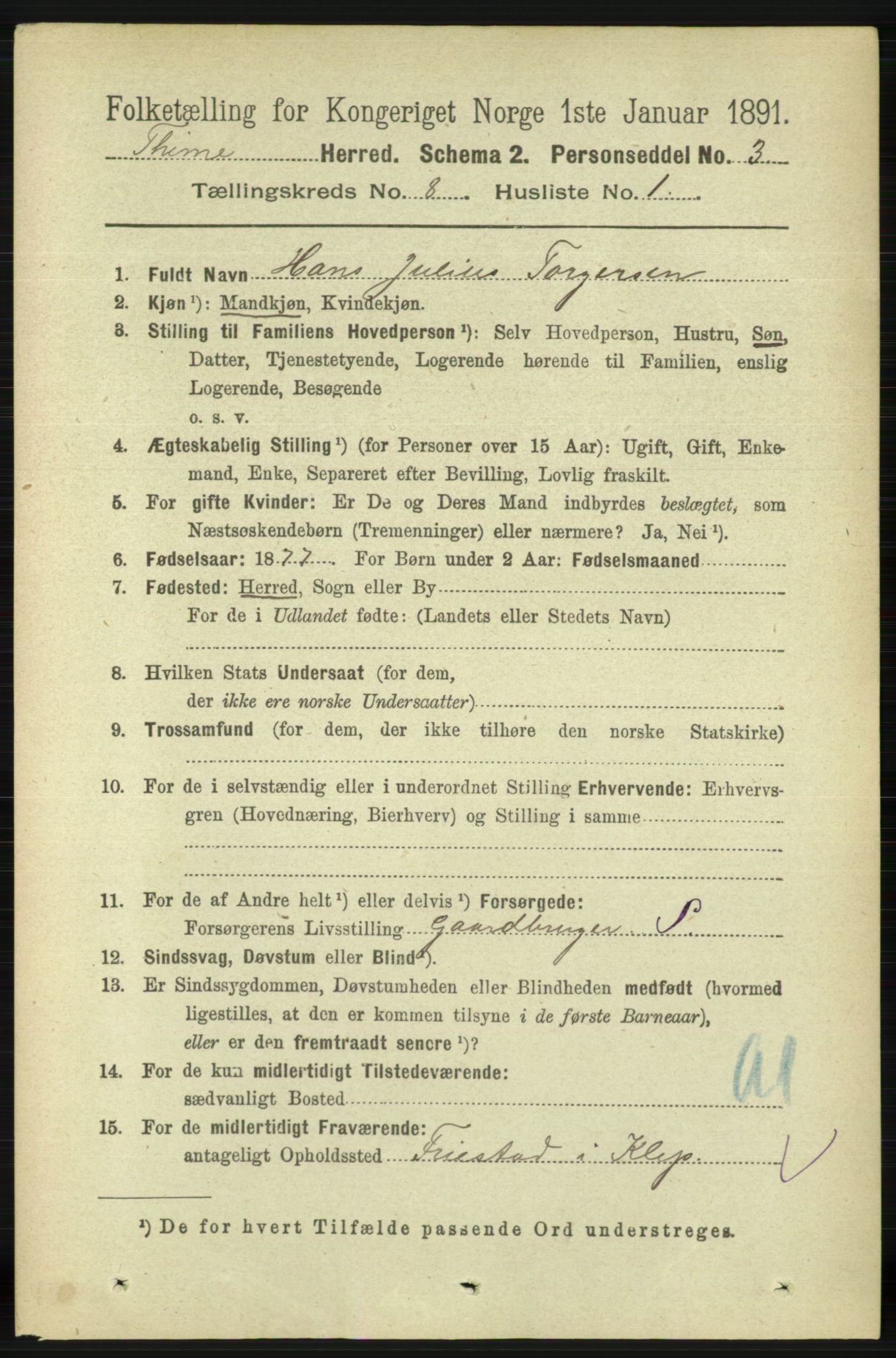 RA, 1891 census for 1121 Time, 1891, p. 2971