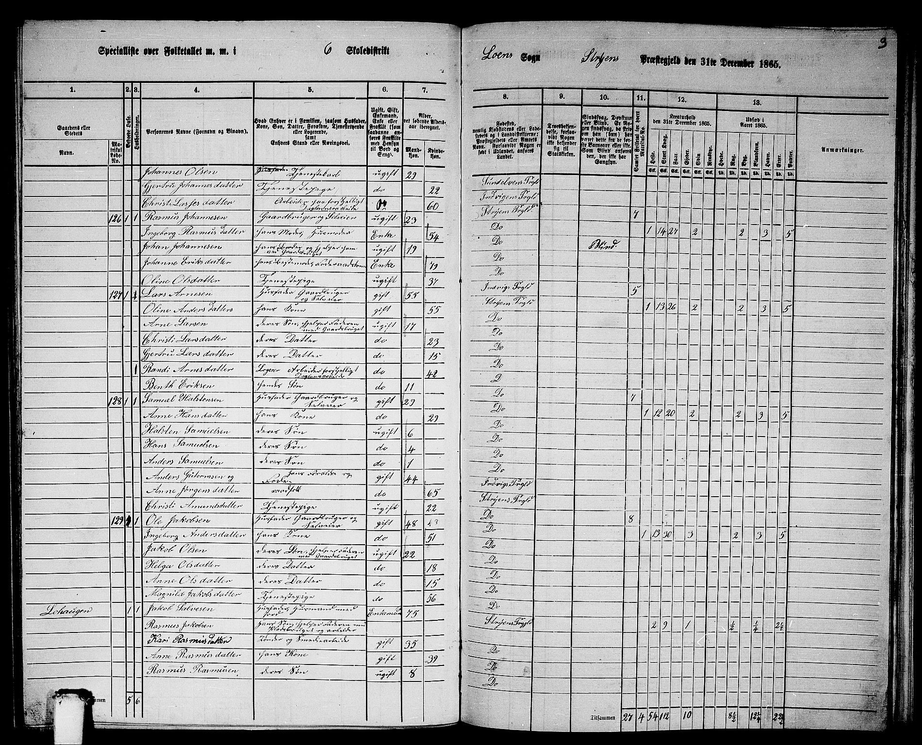 RA, 1865 census for Stryn, 1865, p. 71