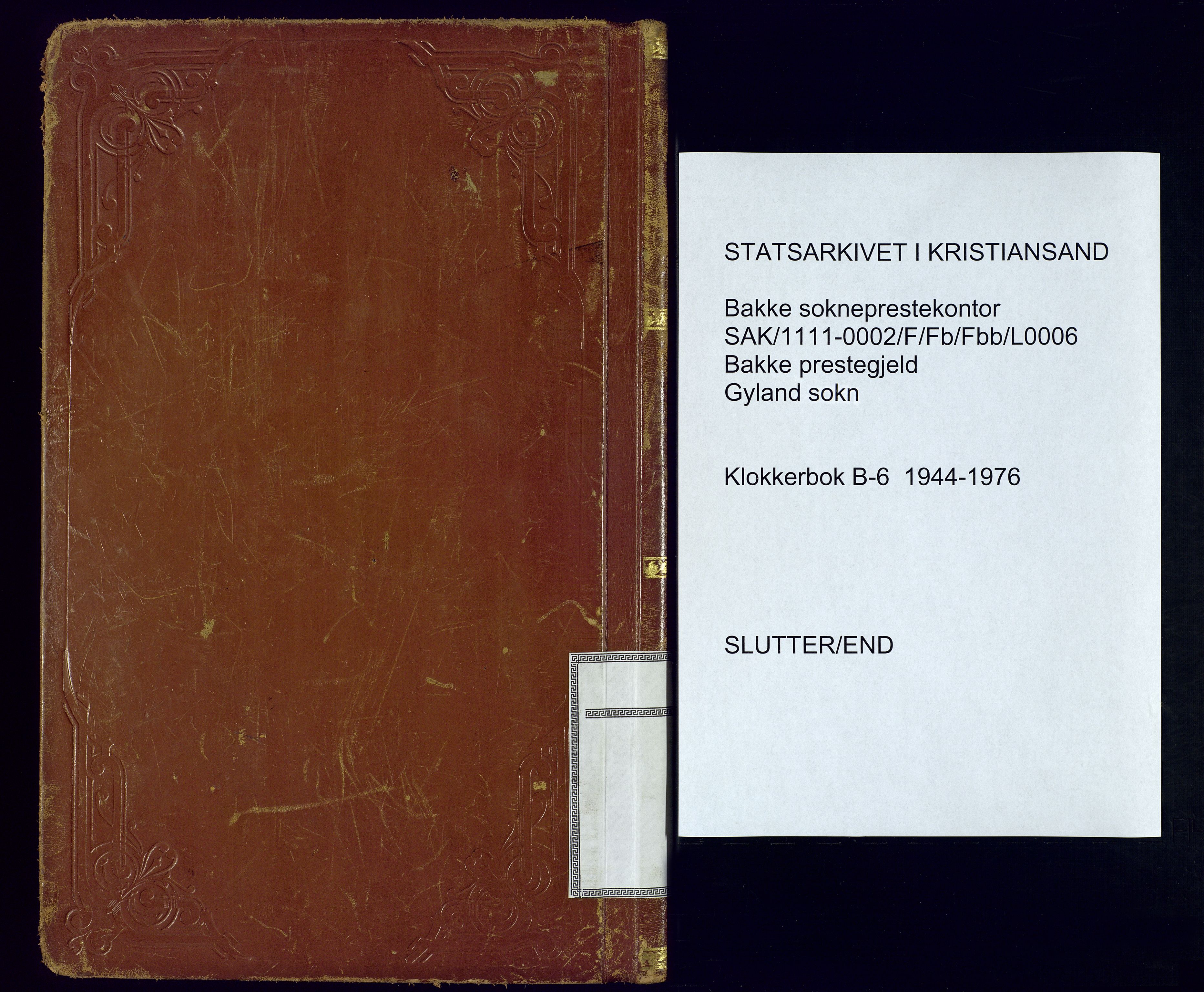 Bakke sokneprestkontor, AV/SAK-1111-0002/F/Fb/Fbb/L0006: Parish register (copy) no. B 6, 1944-1976