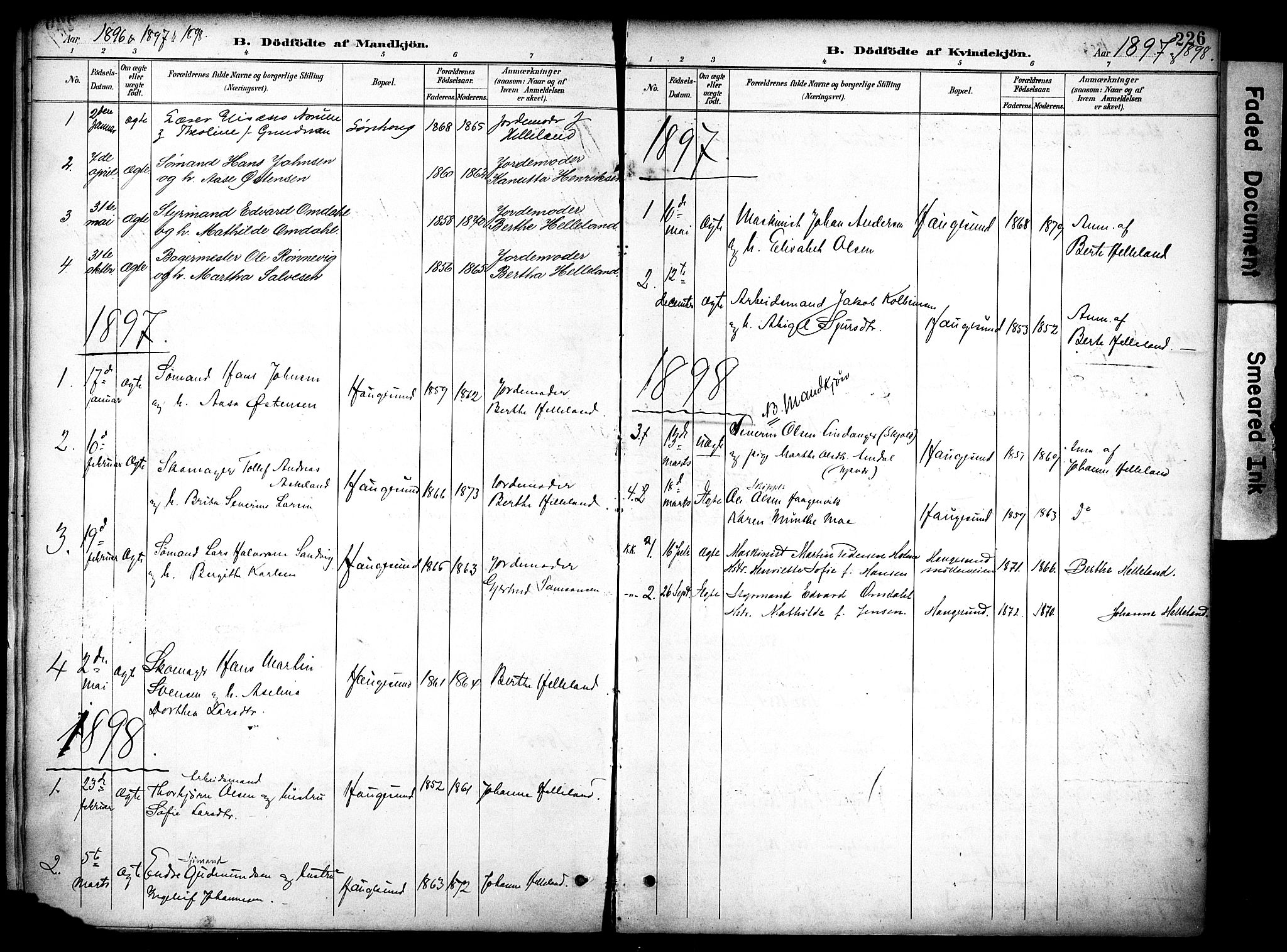 Haugesund sokneprestkontor, AV/SAST-A -101863/H/Ha/Haa/L0006: Parish register (official) no. A 6, 1891-1907, p. 226