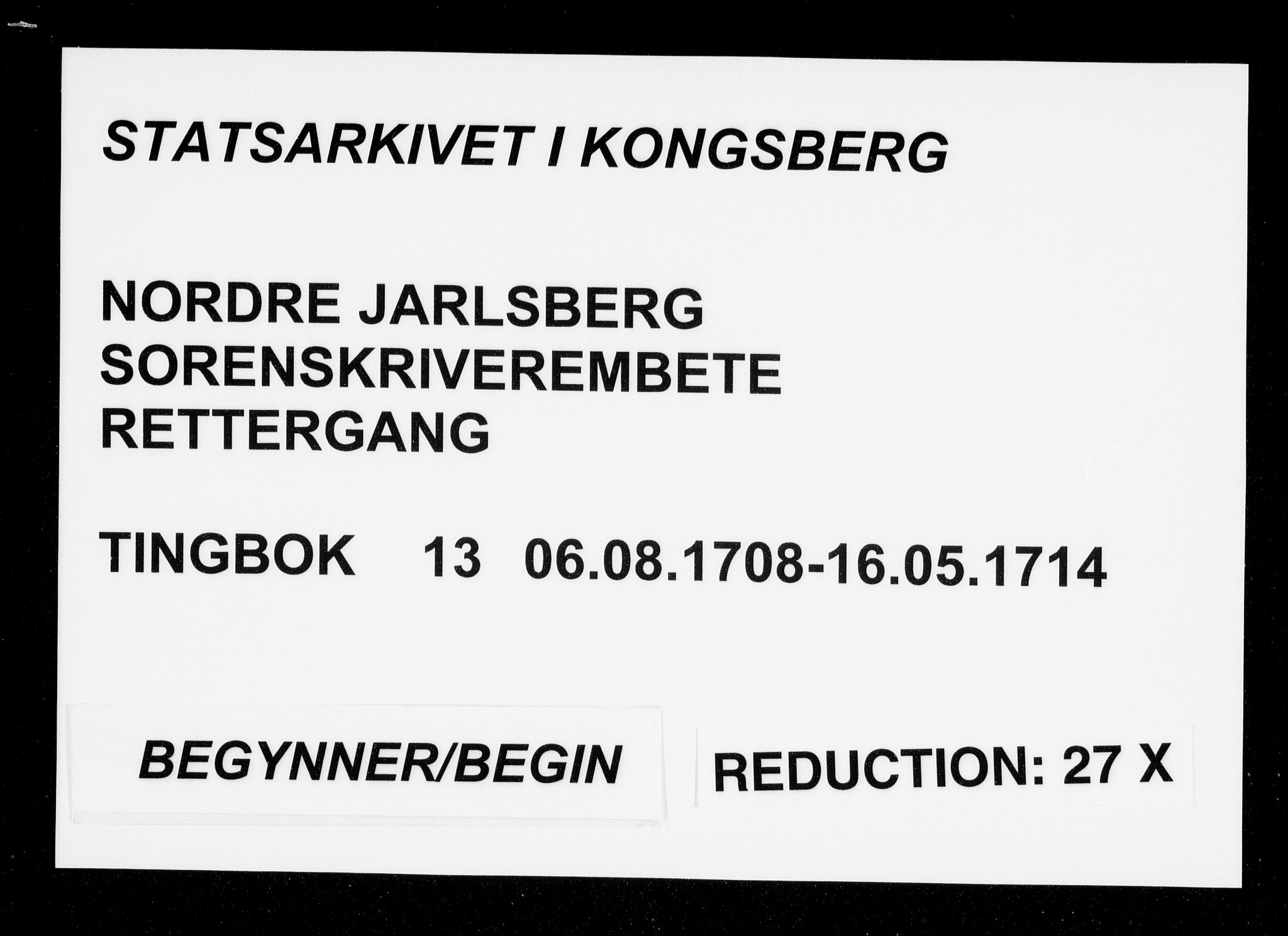 Nordre Jarlsberg sorenskriveri, AV/SAKO-A-80/F/Fa/Faa/L0013: Tingbok, 1708-1714