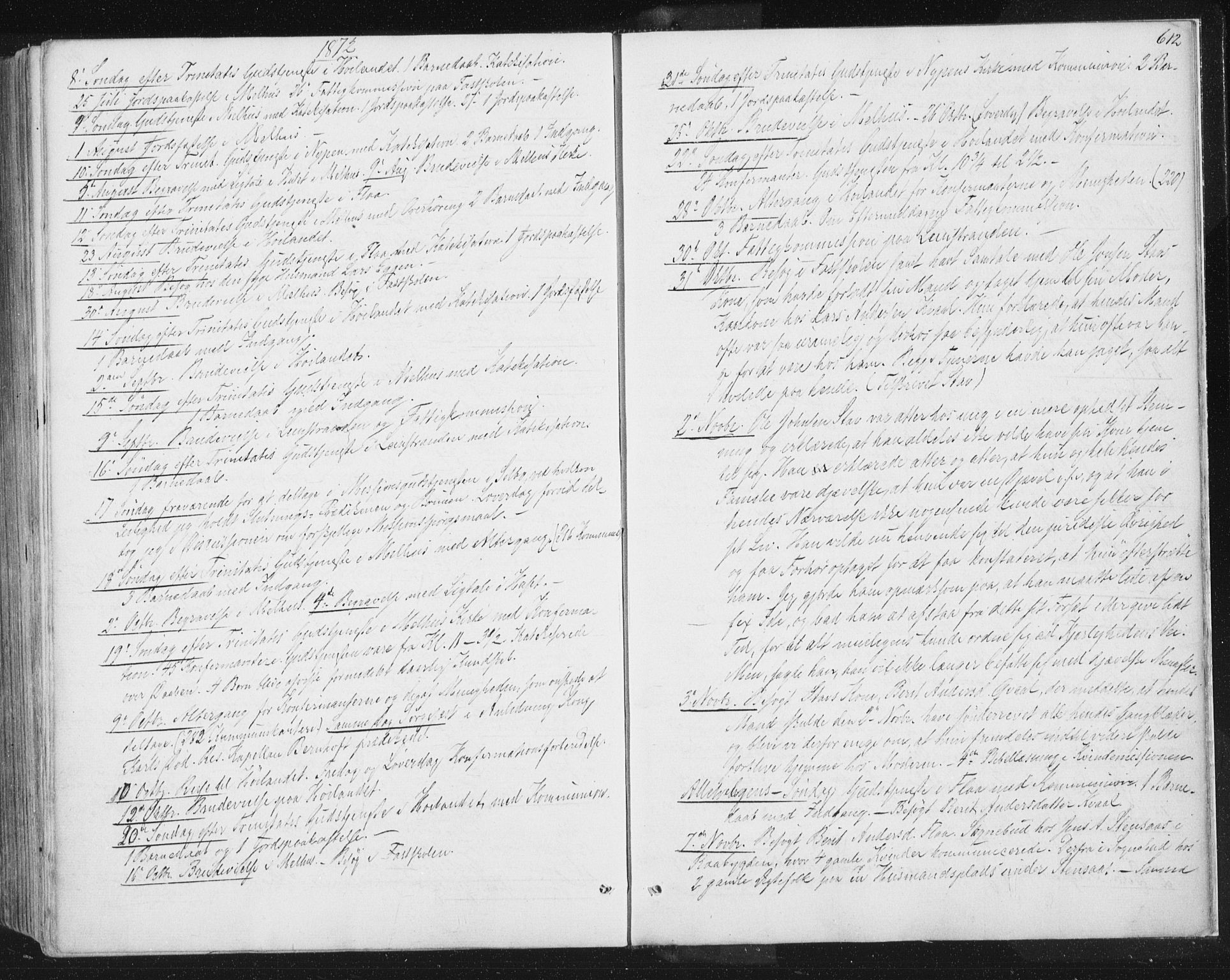 Ministerialprotokoller, klokkerbøker og fødselsregistre - Sør-Trøndelag, SAT/A-1456/691/L1077: Parish register (official) no. 691A09, 1862-1873, p. 612
