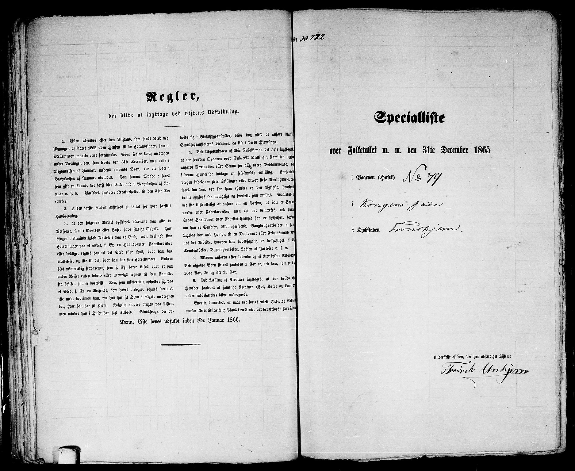 RA, 1865 census for Trondheim, 1865, p. 1597