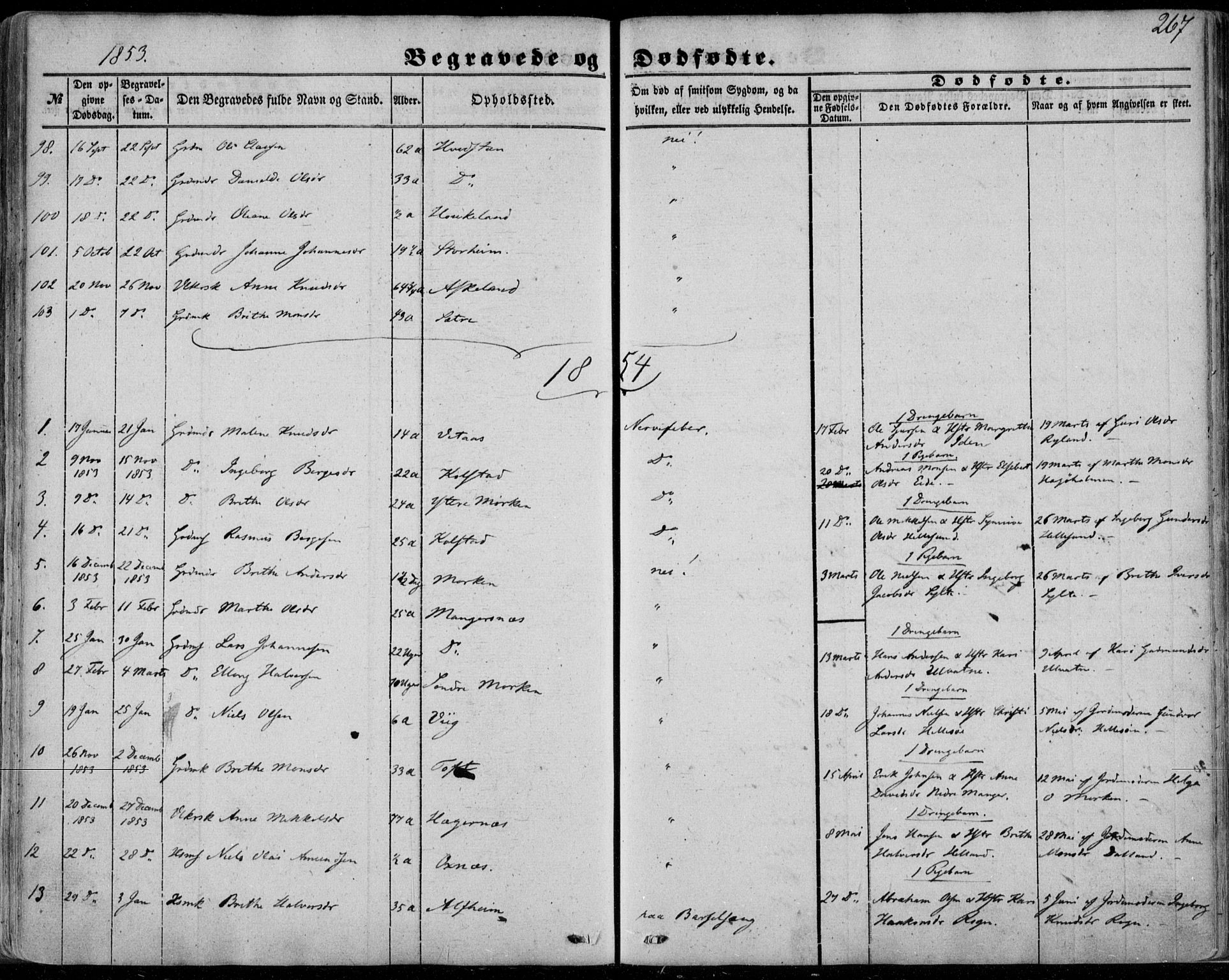 Manger sokneprestembete, SAB/A-76801/H/Haa: Parish register (official) no. A 6, 1849-1859, p. 267