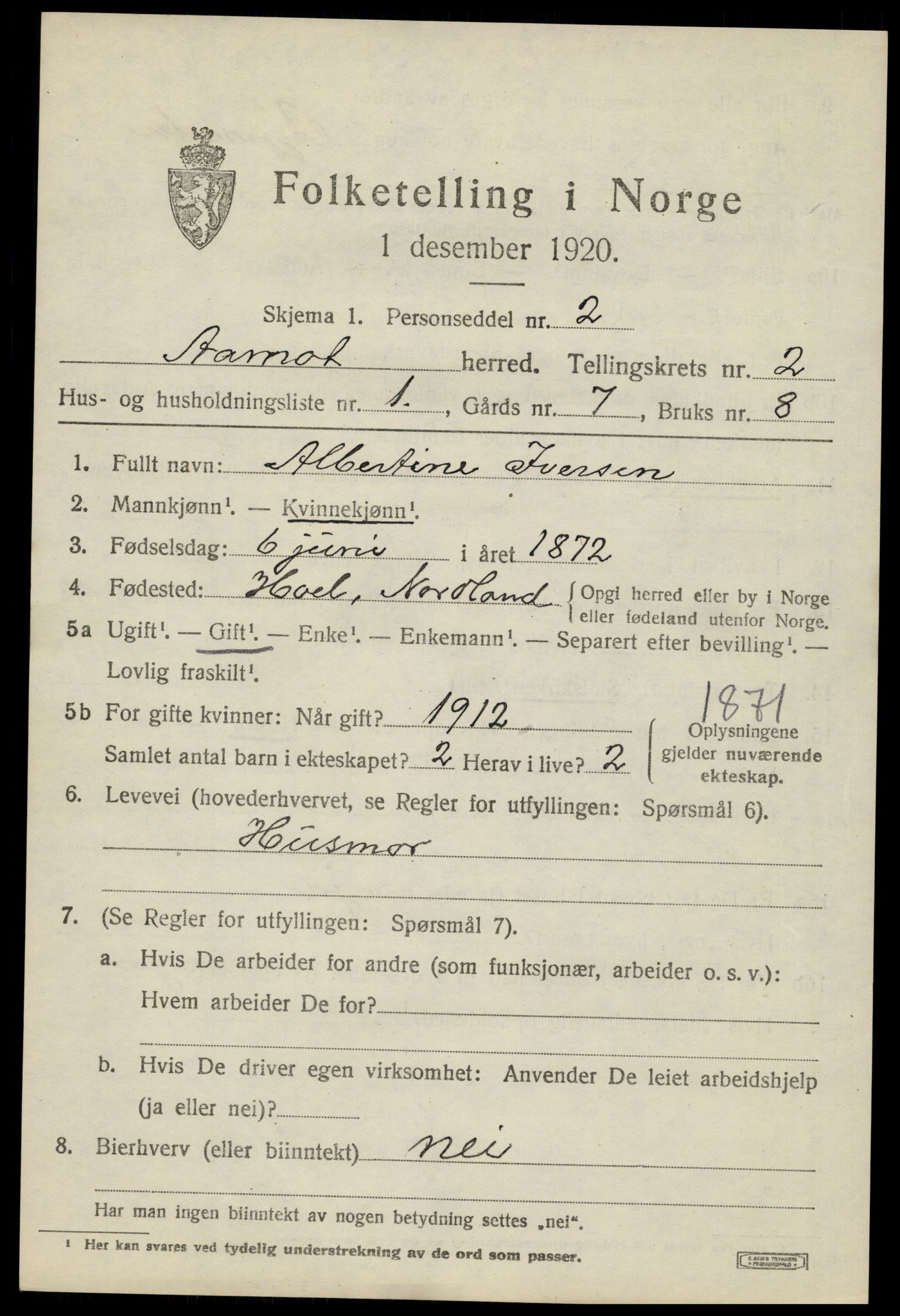 SAH, 1920 census for Åmot, 1920, p. 2073