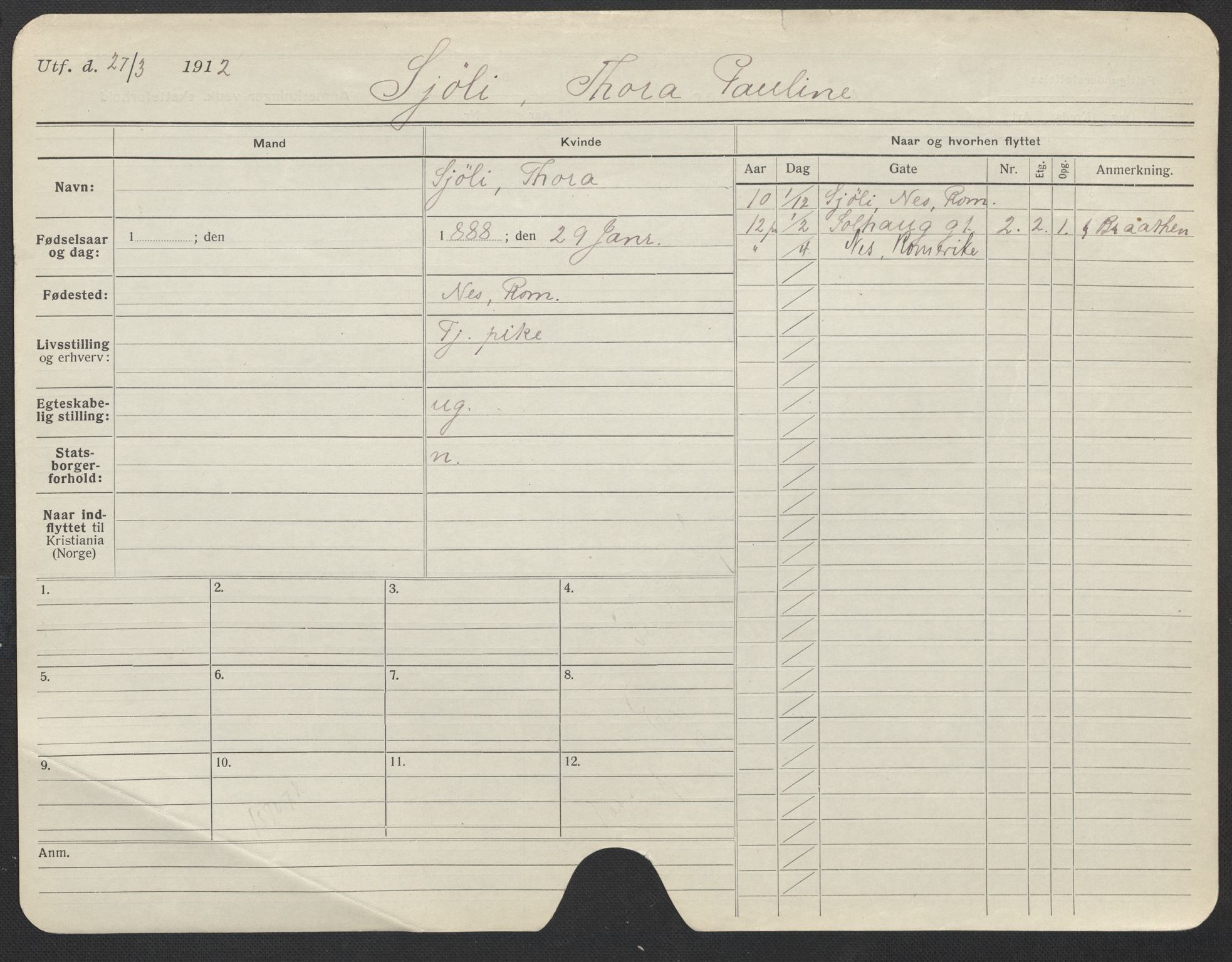 Oslo folkeregister, Registerkort, AV/SAO-A-11715/F/Fa/Fac/L0023: Kvinner, 1906-1914, p. 975a