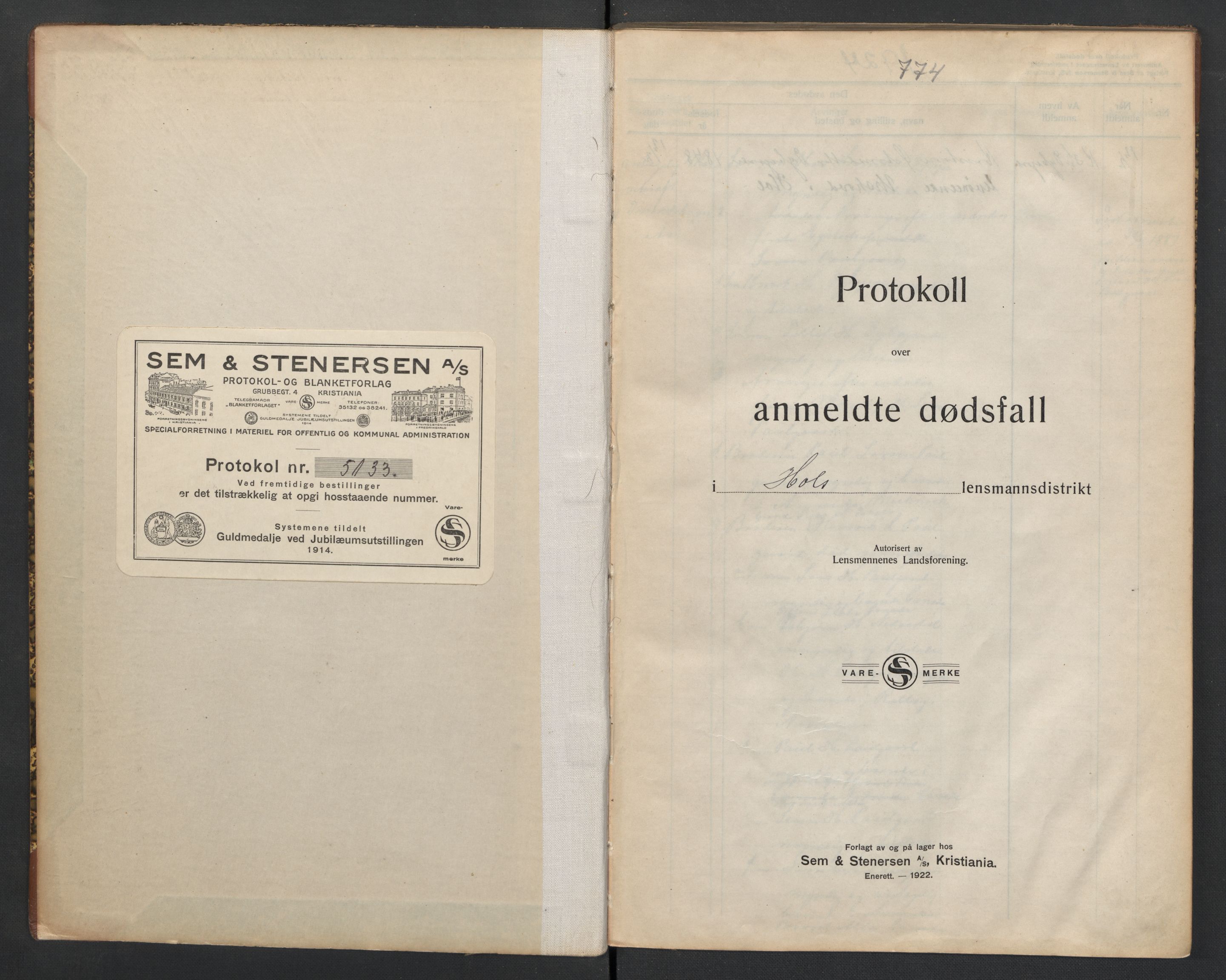 Hol lensmannskontor, SAKO/A-512/H/Ha/L0006: Dødsanmeldelsesprotokoll, 1924-1933