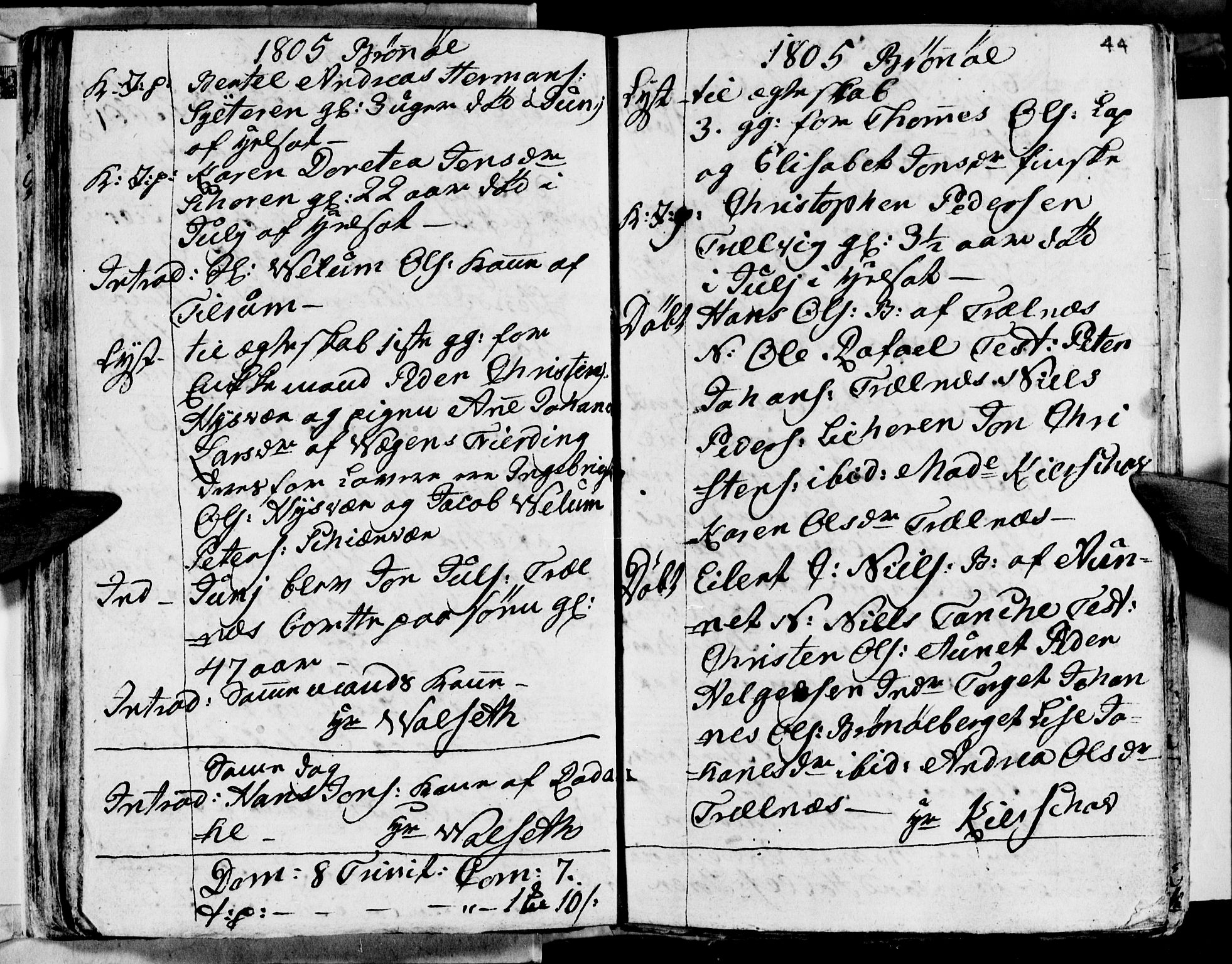 Ministerialprotokoller, klokkerbøker og fødselsregistre - Nordland, AV/SAT-A-1459/813/L0209: Parish register (copy) no. 813C01, 1803-1821, p. 44