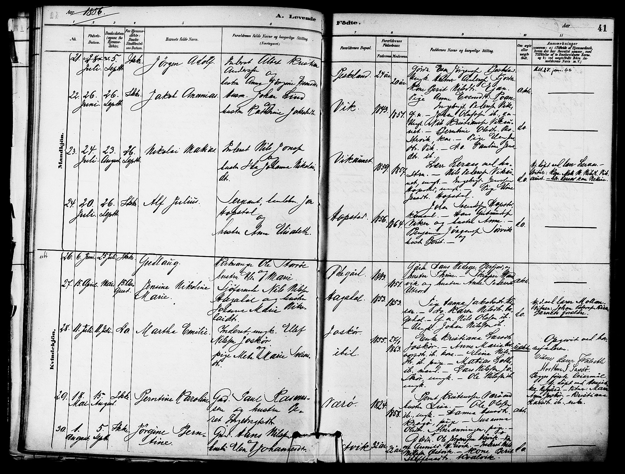 Ministerialprotokoller, klokkerbøker og fødselsregistre - Sør-Trøndelag, SAT/A-1456/657/L0707: Parish register (official) no. 657A08, 1879-1893, p. 41