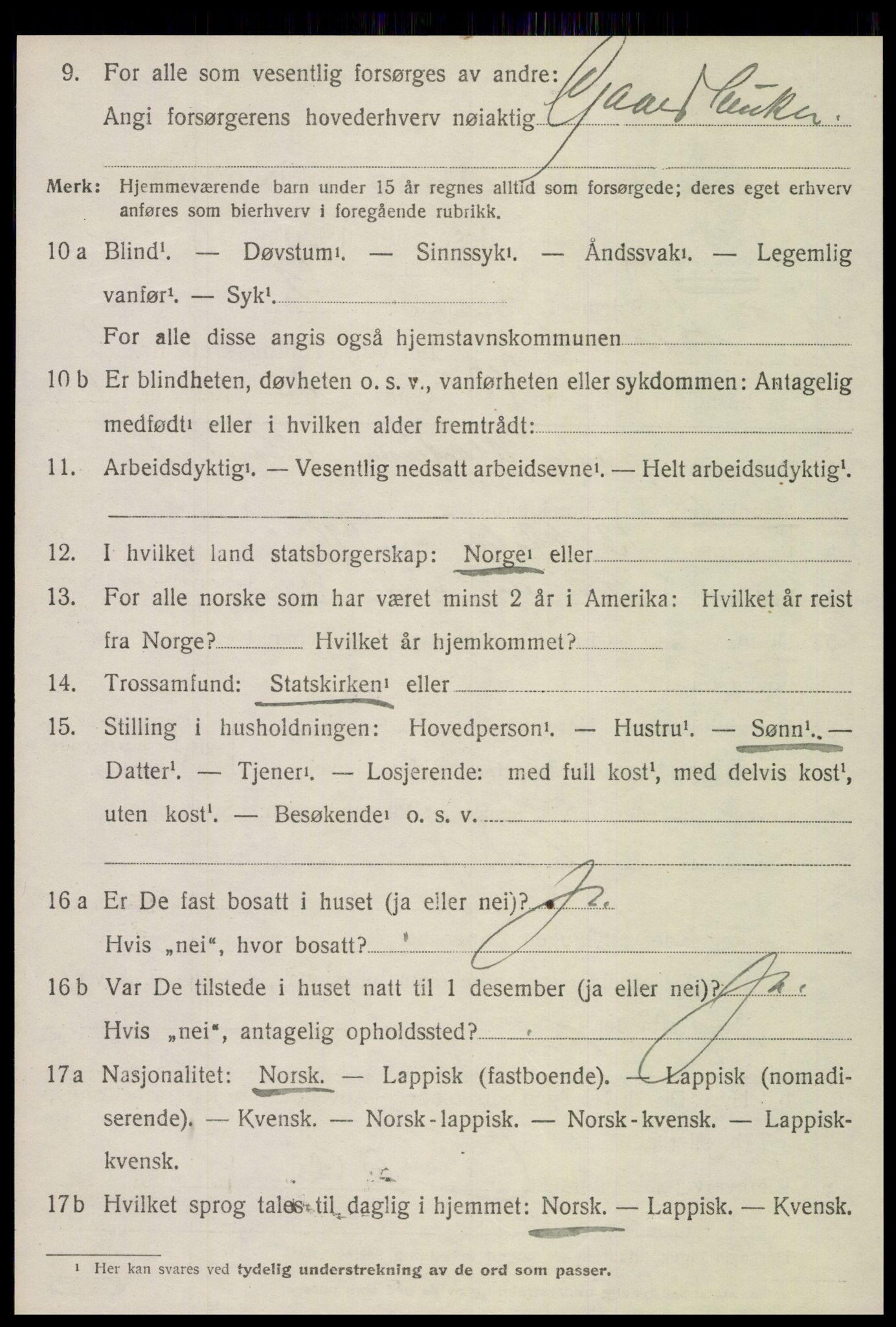 SAT, 1920 census for Leksvik, 1920, p. 2583