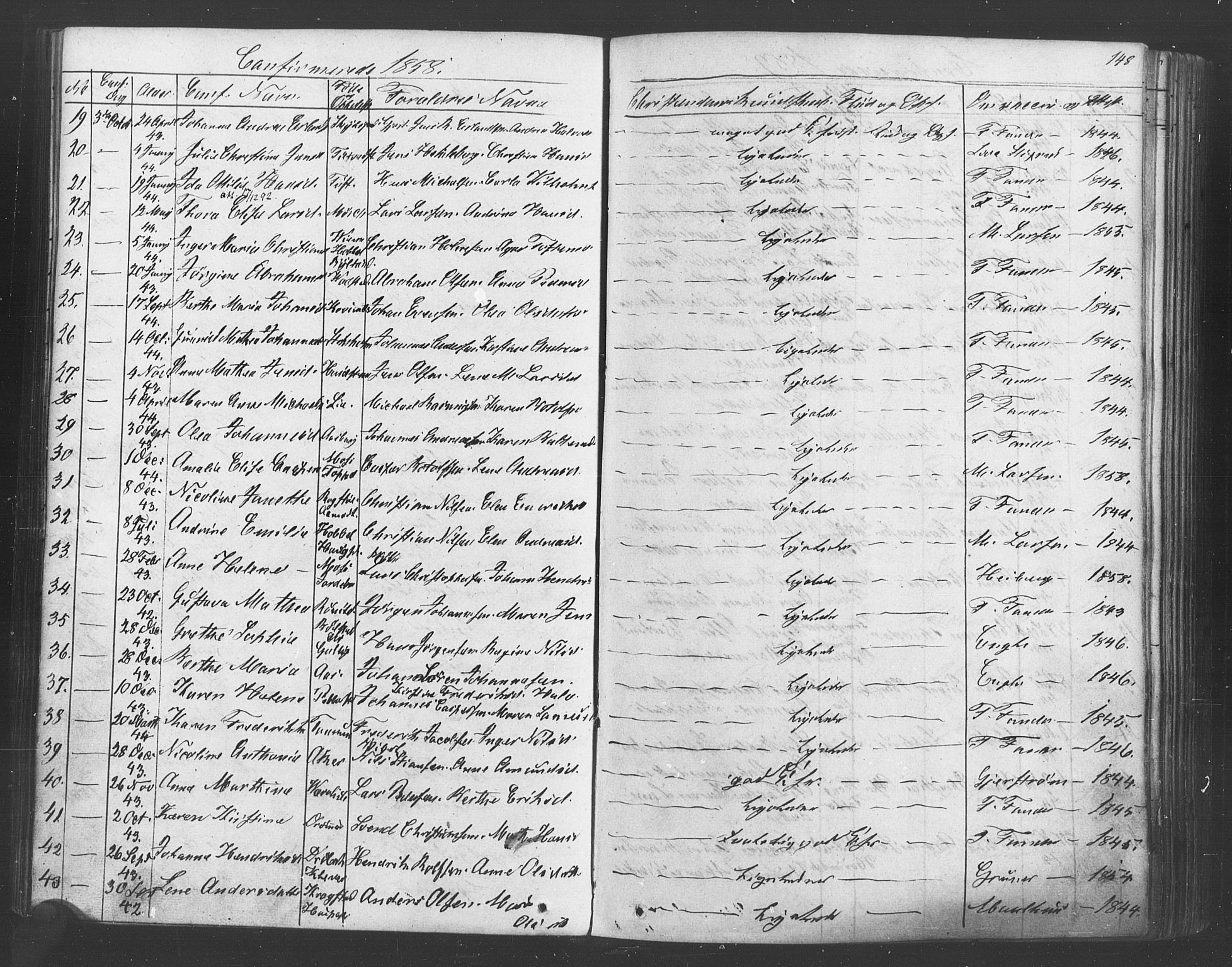 Vestby prestekontor Kirkebøker, SAO/A-10893/F/Fa/L0007: Parish register (official) no. I 7, 1850-1862, p. 148