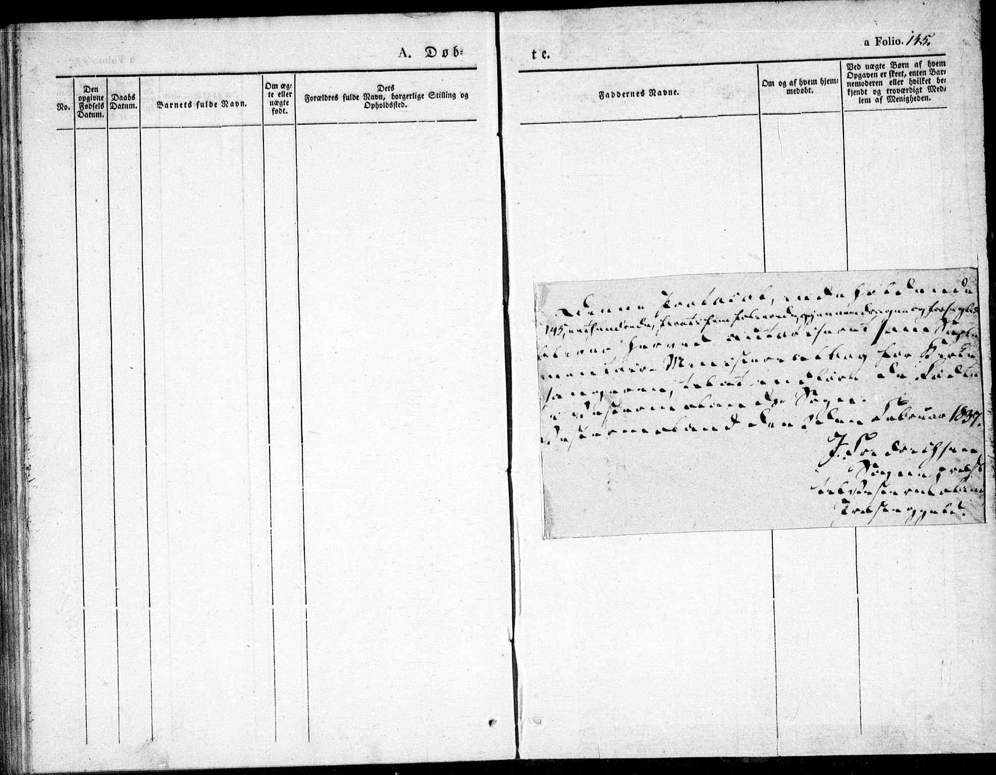 Vestre Moland sokneprestkontor, AV/SAK-1111-0046/F/Fb/Fbb/L0002: Parish register (copy) no. B 2, 1836-1851, p. 145