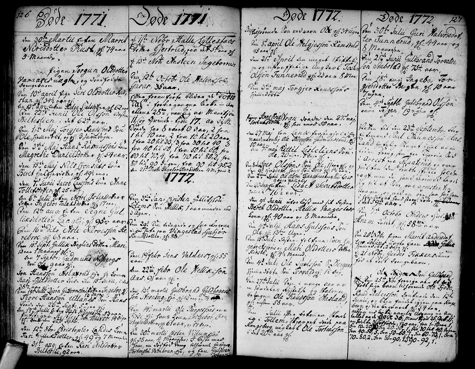 Flesberg kirkebøker, SAKO/A-18/F/Fa/L0003: Parish register (official) no. I 3, 1748-1790, p. 126-127