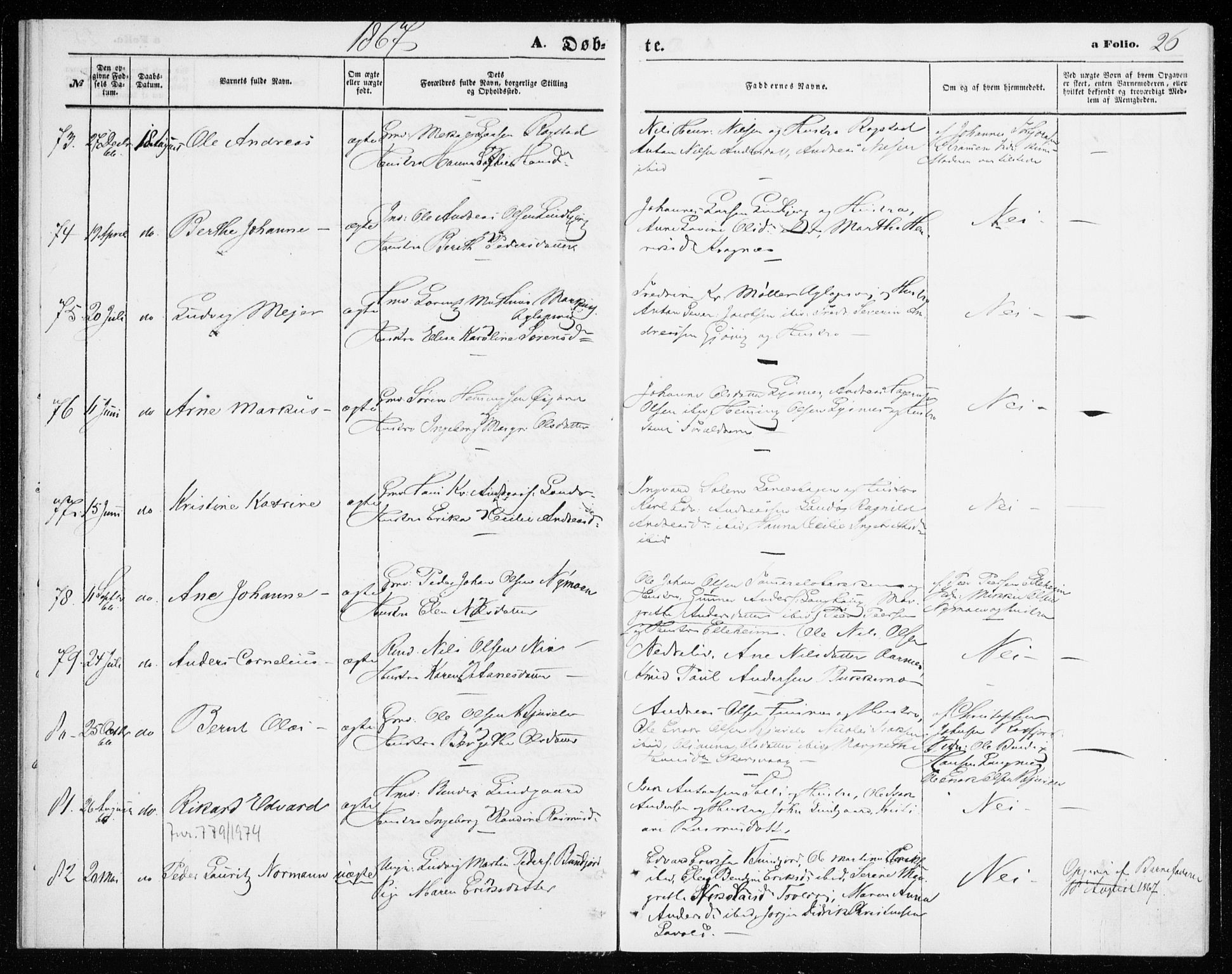 Lenvik sokneprestembete, AV/SATØ-S-1310/H/Ha/Haa/L0009kirke: Parish register (official) no. 9, 1866-1873, p. 26