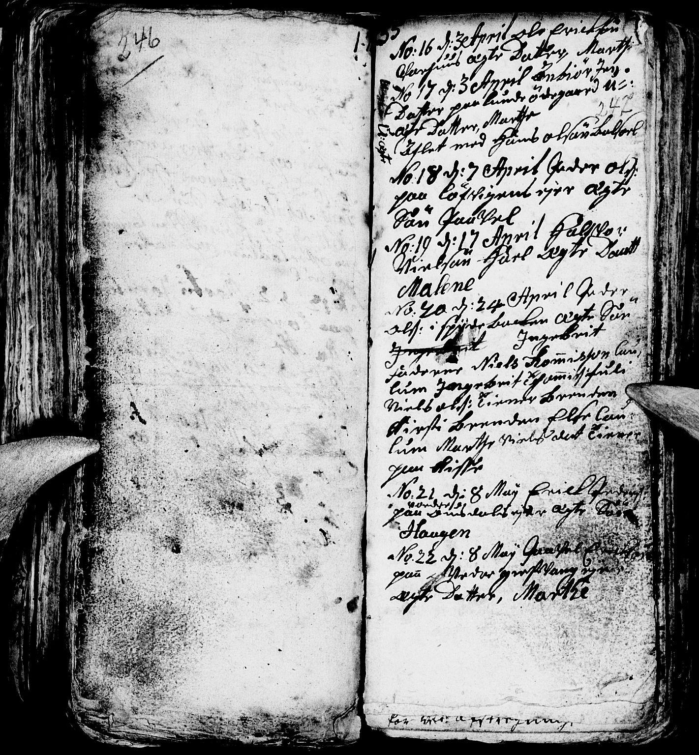 Nes prestekontor, Hedmark, AV/SAH-PREST-020/L/La/L0001: Parish register (copy) no. 1, 1663-1784, p. 246-247