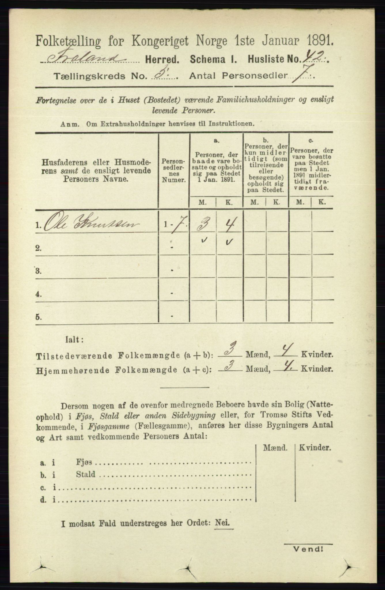 RA, 1891 census for 0919 Froland, 1891, p. 1764