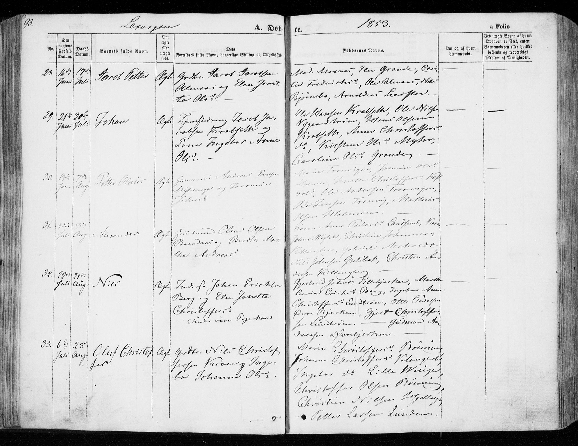 Ministerialprotokoller, klokkerbøker og fødselsregistre - Nord-Trøndelag, SAT/A-1458/701/L0007: Parish register (official) no. 701A07 /1, 1842-1854, p. 93