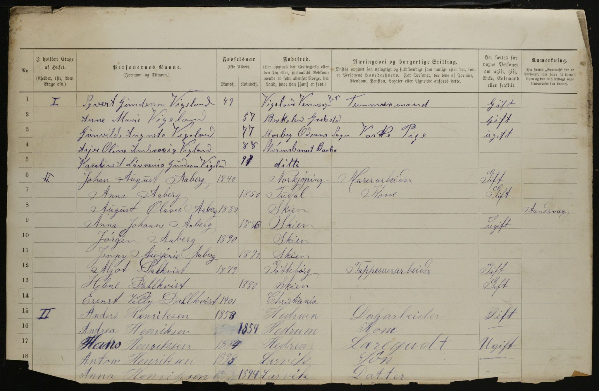 OBA, Municipal Census 1901 for Kristiania, 1901, p. 1710