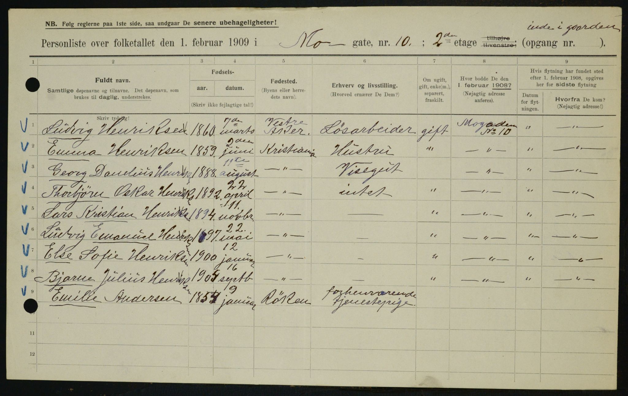 OBA, Municipal Census 1909 for Kristiania, 1909, p. 59228