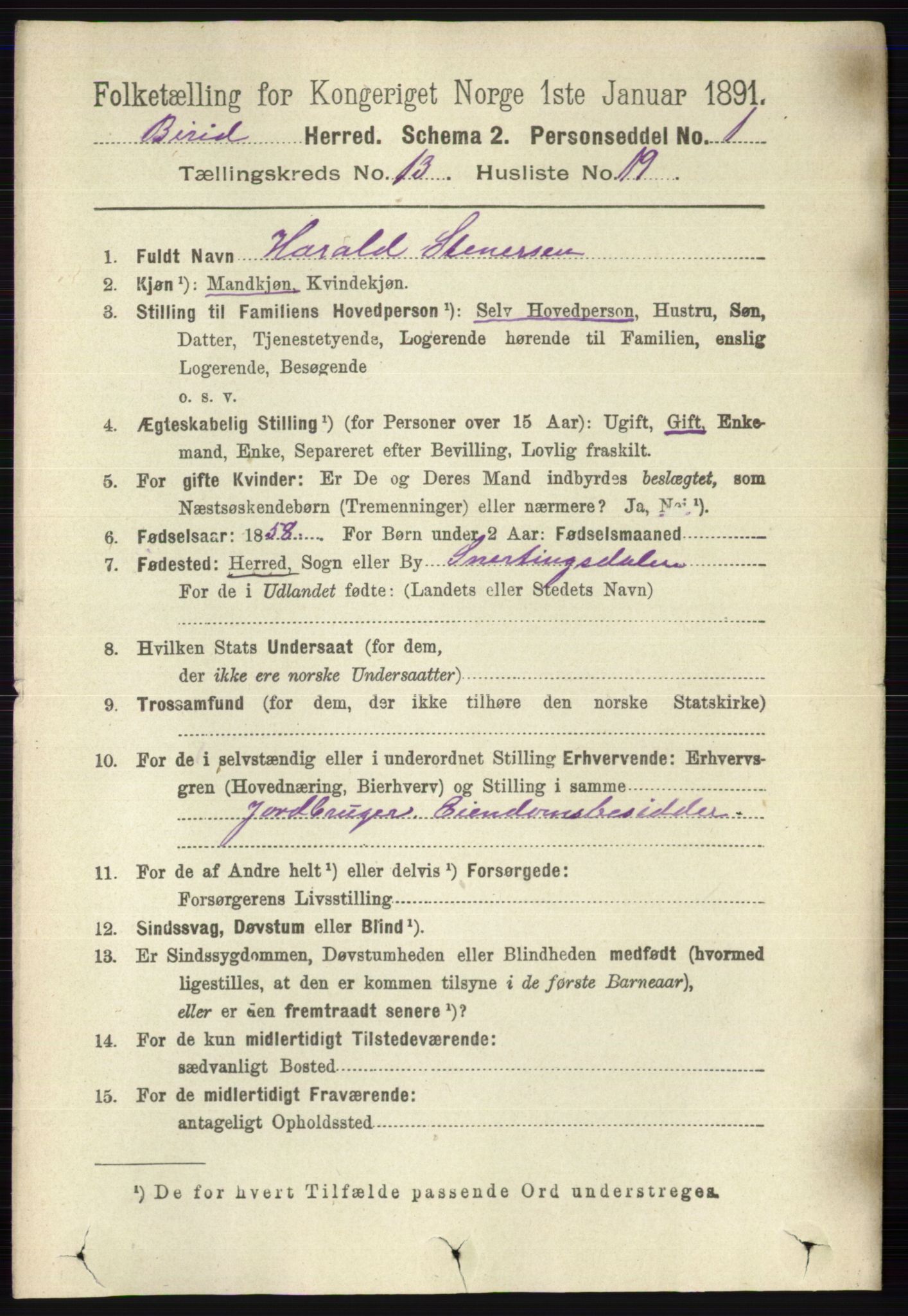 RA, 1891 census for 0525 Biri, 1891, p. 5406