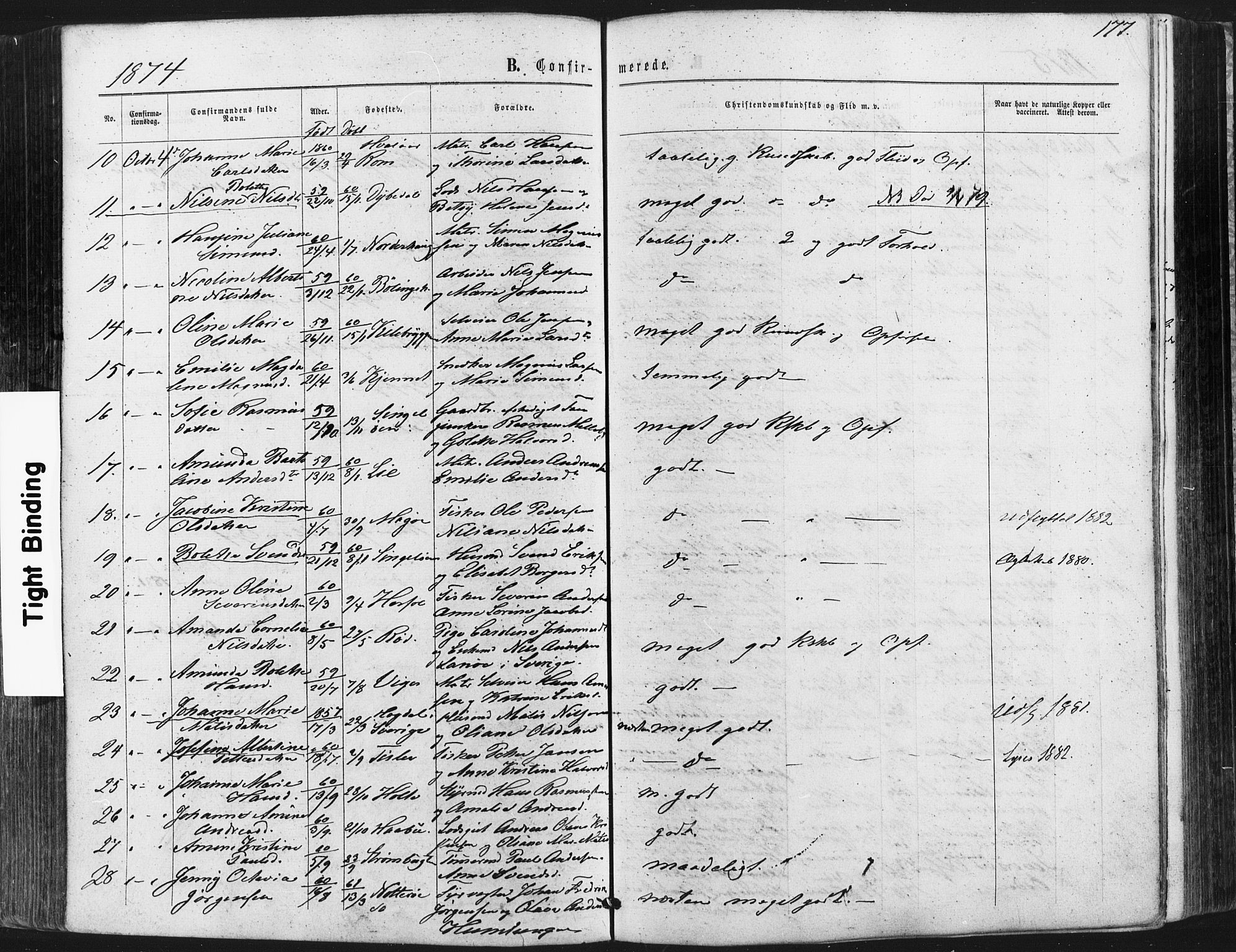 Hvaler prestekontor Kirkebøker, SAO/A-2001/F/Fa/L0007: Parish register (official) no. I 7, 1864-1878, p. 177