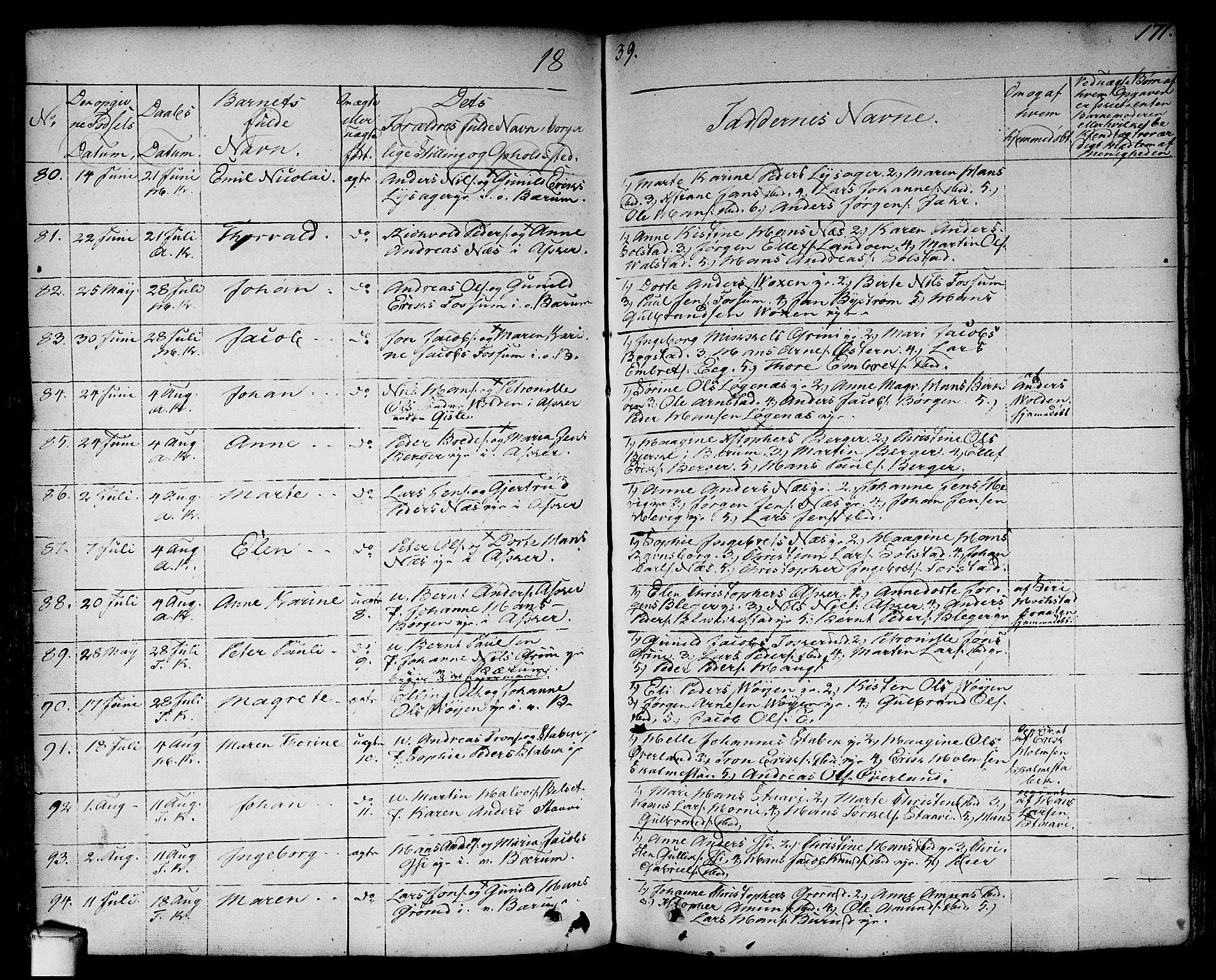 Asker prestekontor Kirkebøker, AV/SAO-A-10256a/F/Fa/L0007: Parish register (official) no. I 7, 1825-1864, p. 171