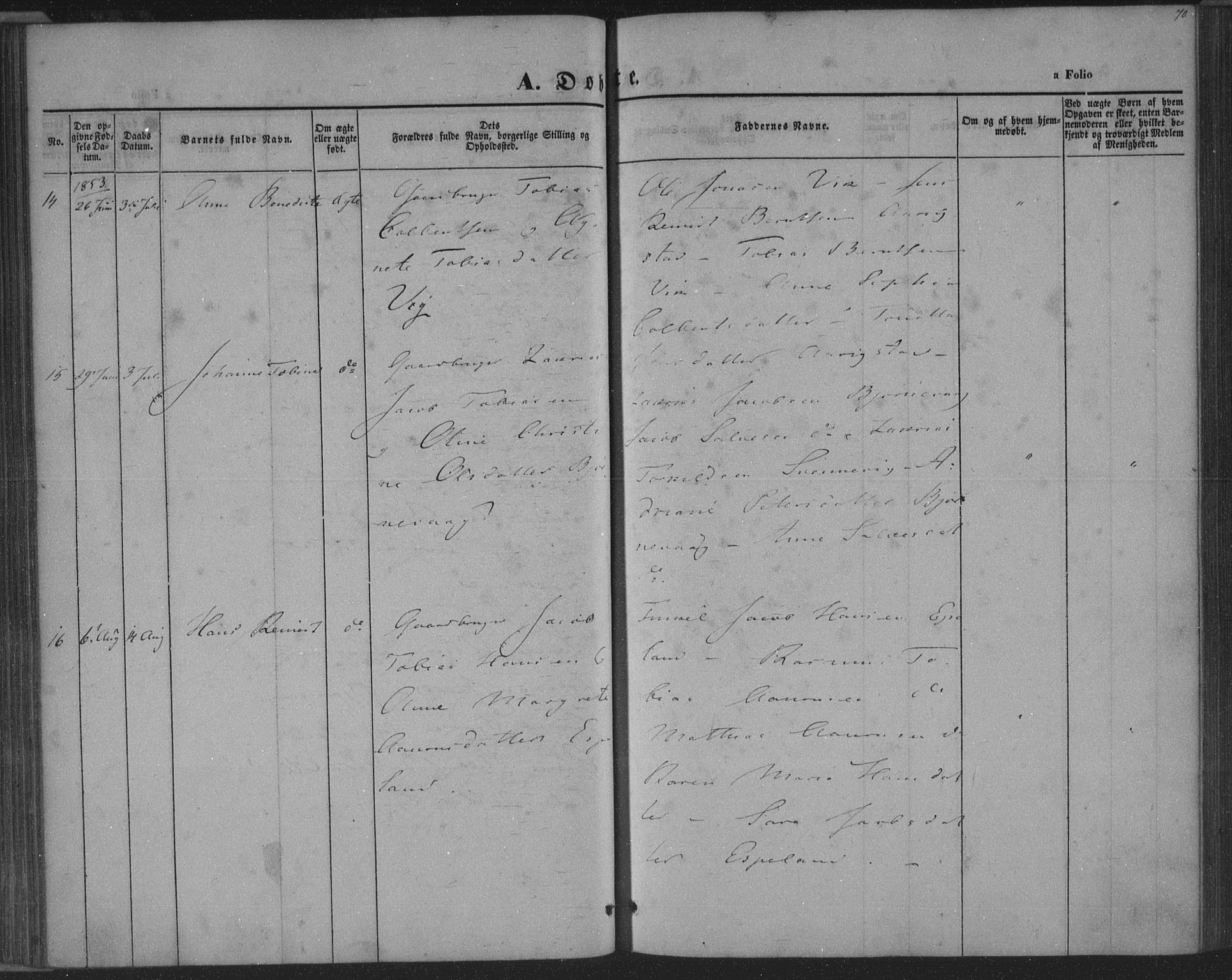 Herad sokneprestkontor, SAK/1111-0018/F/Fa/Fab/L0003: Parish register (official) no. A 3, 1844-1853, p. 70