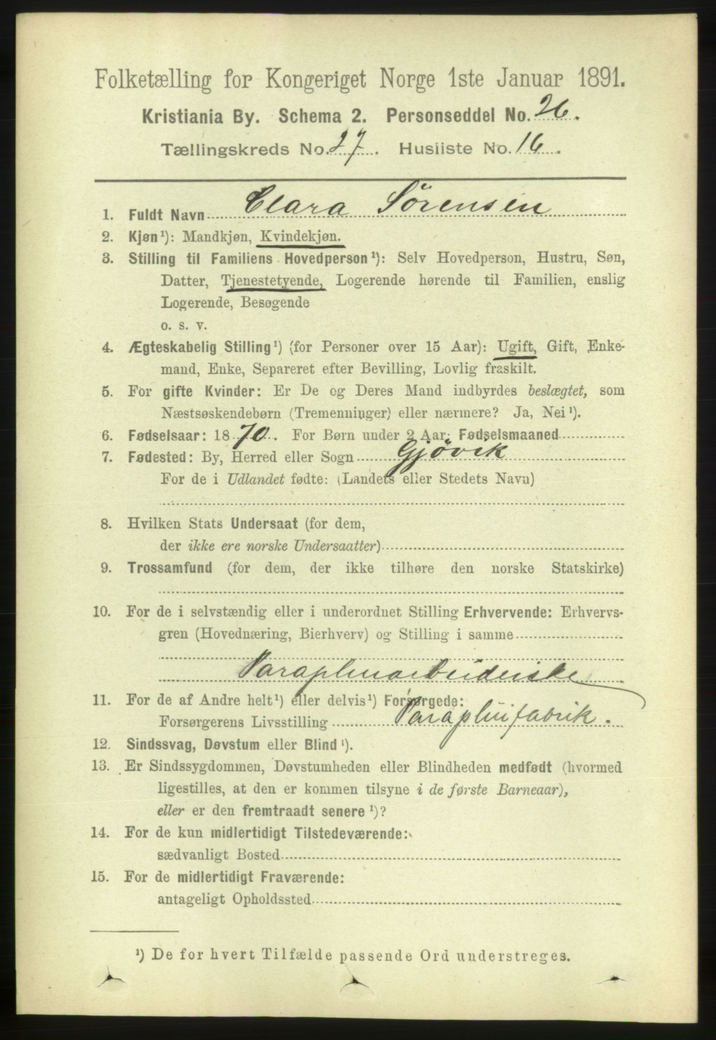 RA, 1891 census for 0301 Kristiania, 1891, p. 14169