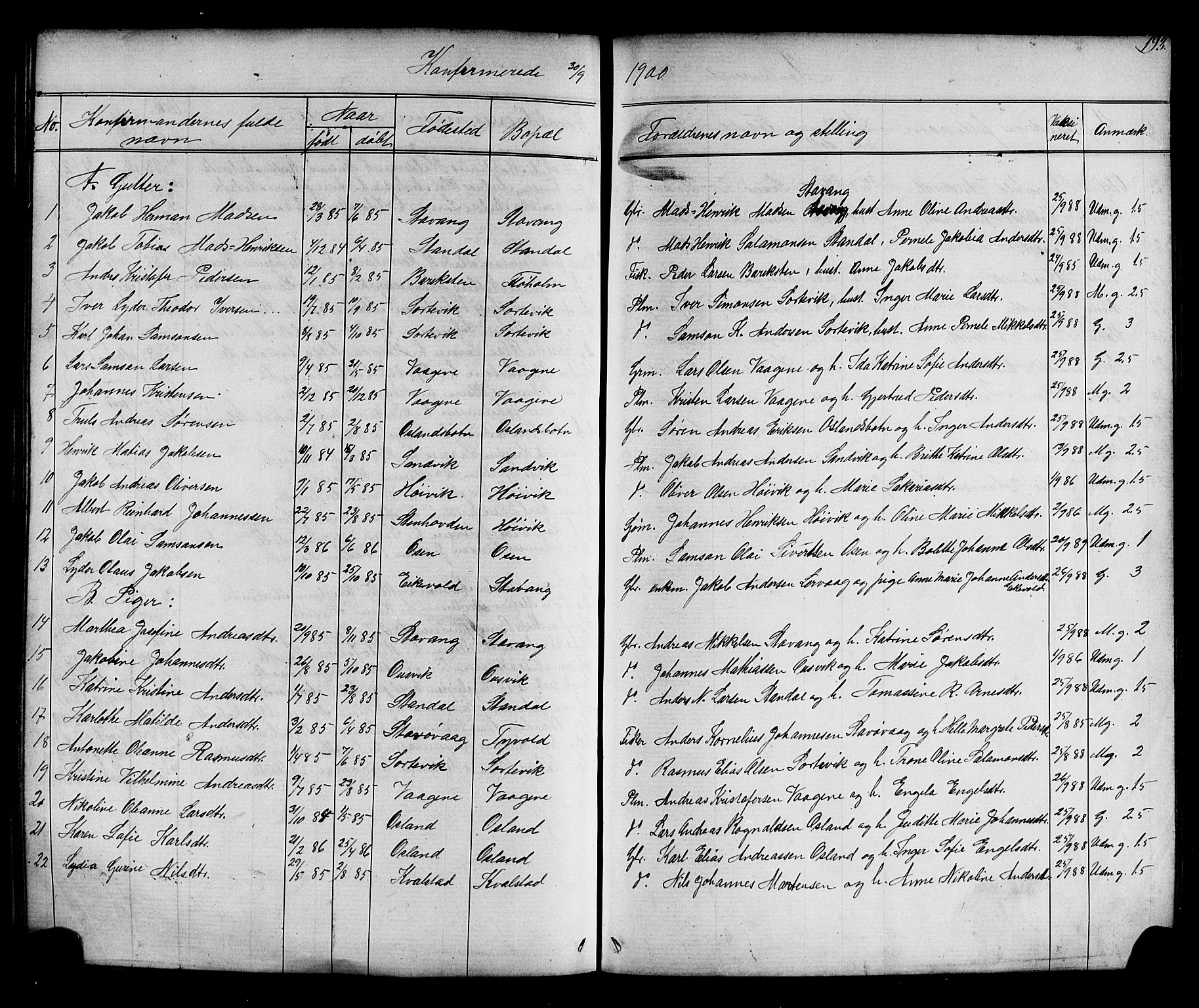 Kinn sokneprestembete, AV/SAB-A-80801/H/Hab/Habc/L0002: Parish register (copy) no. C 2, 1869-1918, p. 193