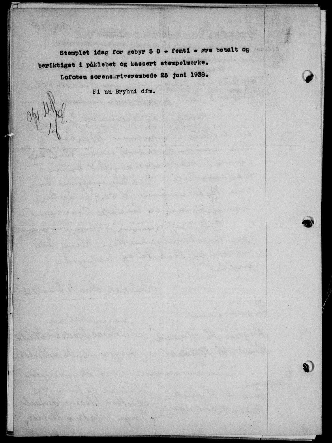 Lofoten sorenskriveri, SAT/A-0017/1/2/2C/L0004a: Mortgage book no. 4a, 1938-1938, Diary no: : 1309/1938