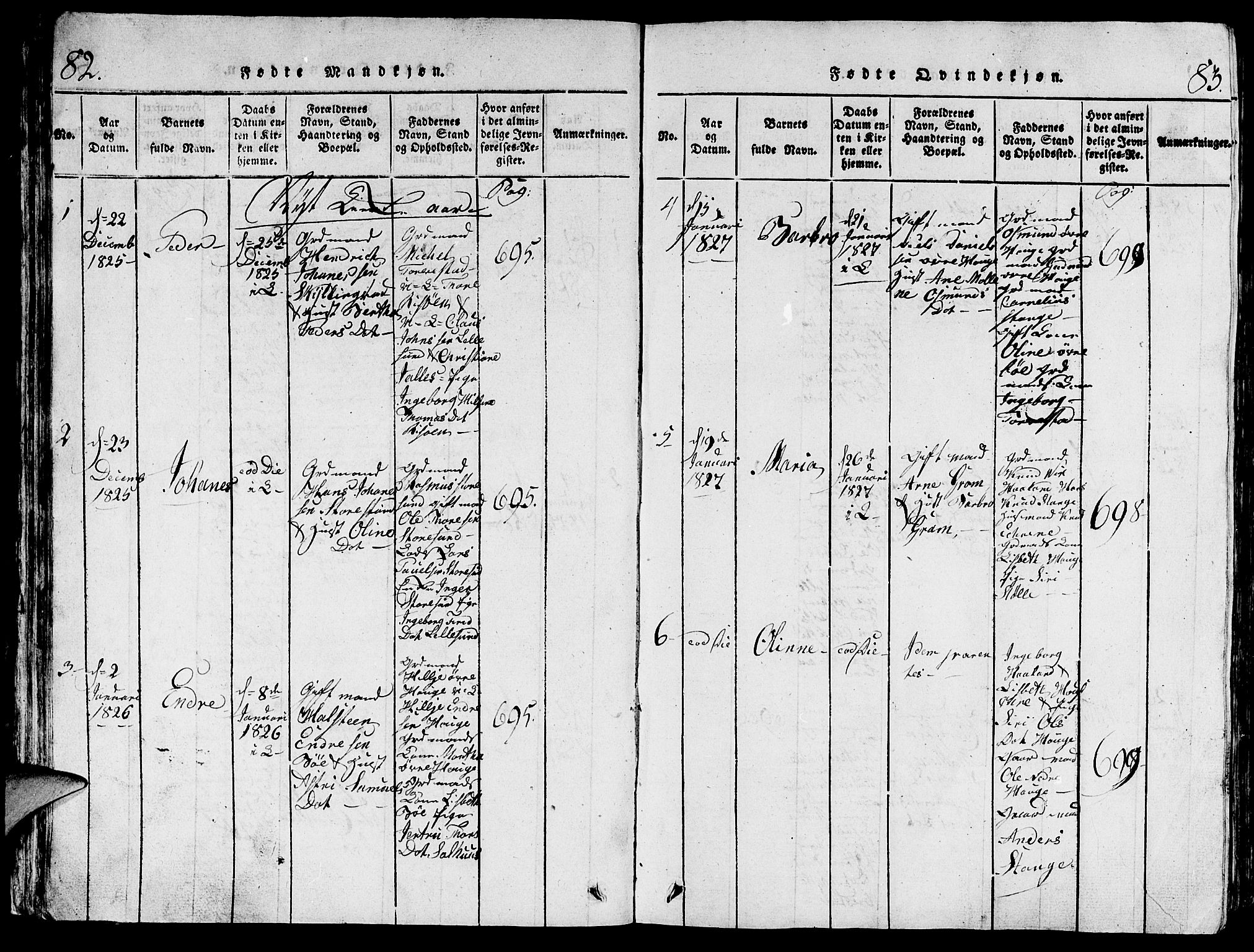 Torvastad sokneprestkontor, AV/SAST-A -101857/H/Ha/Hab/L0001: Parish register (copy) no. B 1 /1, 1817-1835, p. 82-83