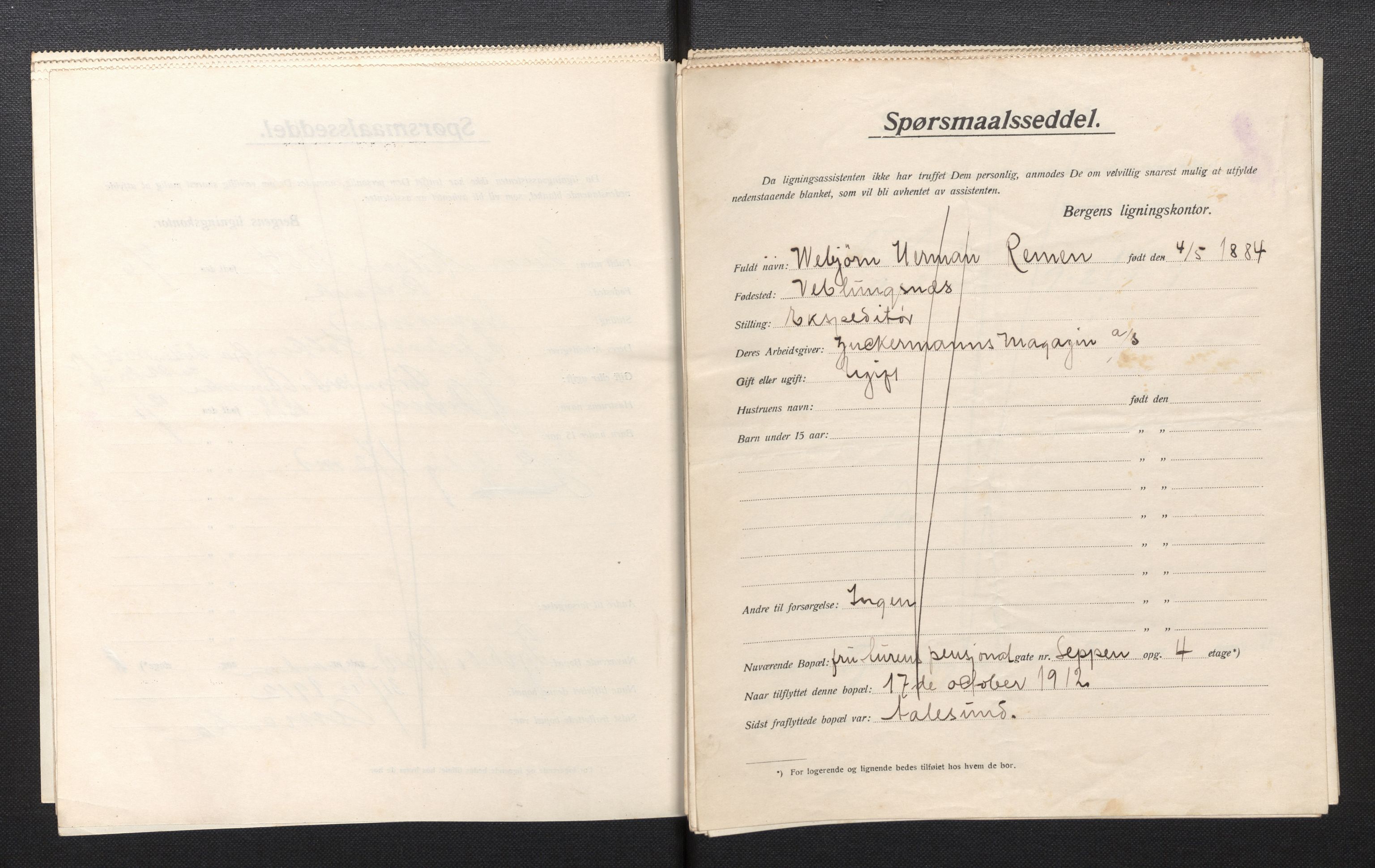 SAB, Municipal Census 1913 for Bergen, 1913, p. 46