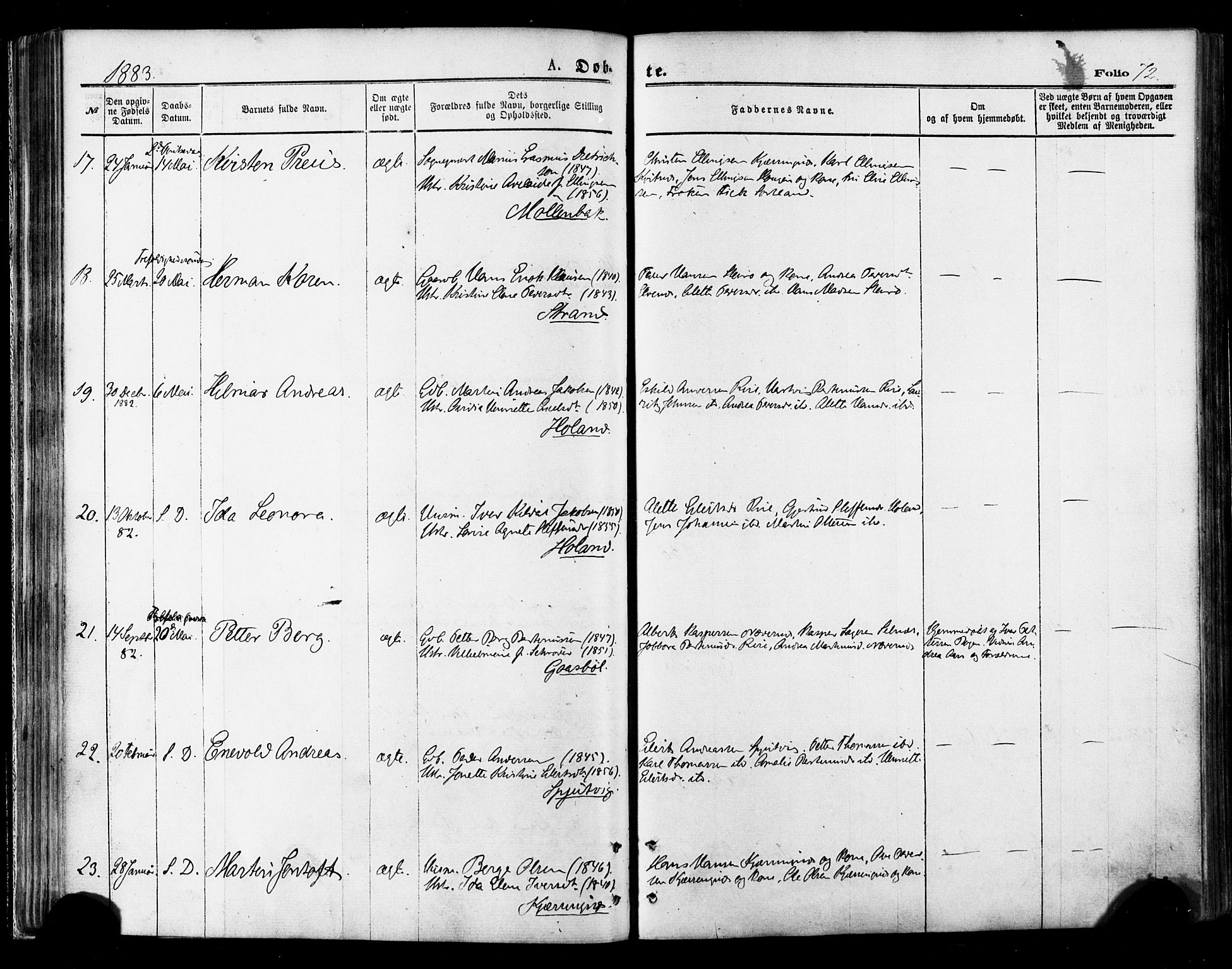 Ministerialprotokoller, klokkerbøker og fødselsregistre - Nordland, AV/SAT-A-1459/895/L1370: Parish register (official) no. 895A05, 1873-1884, p. 72