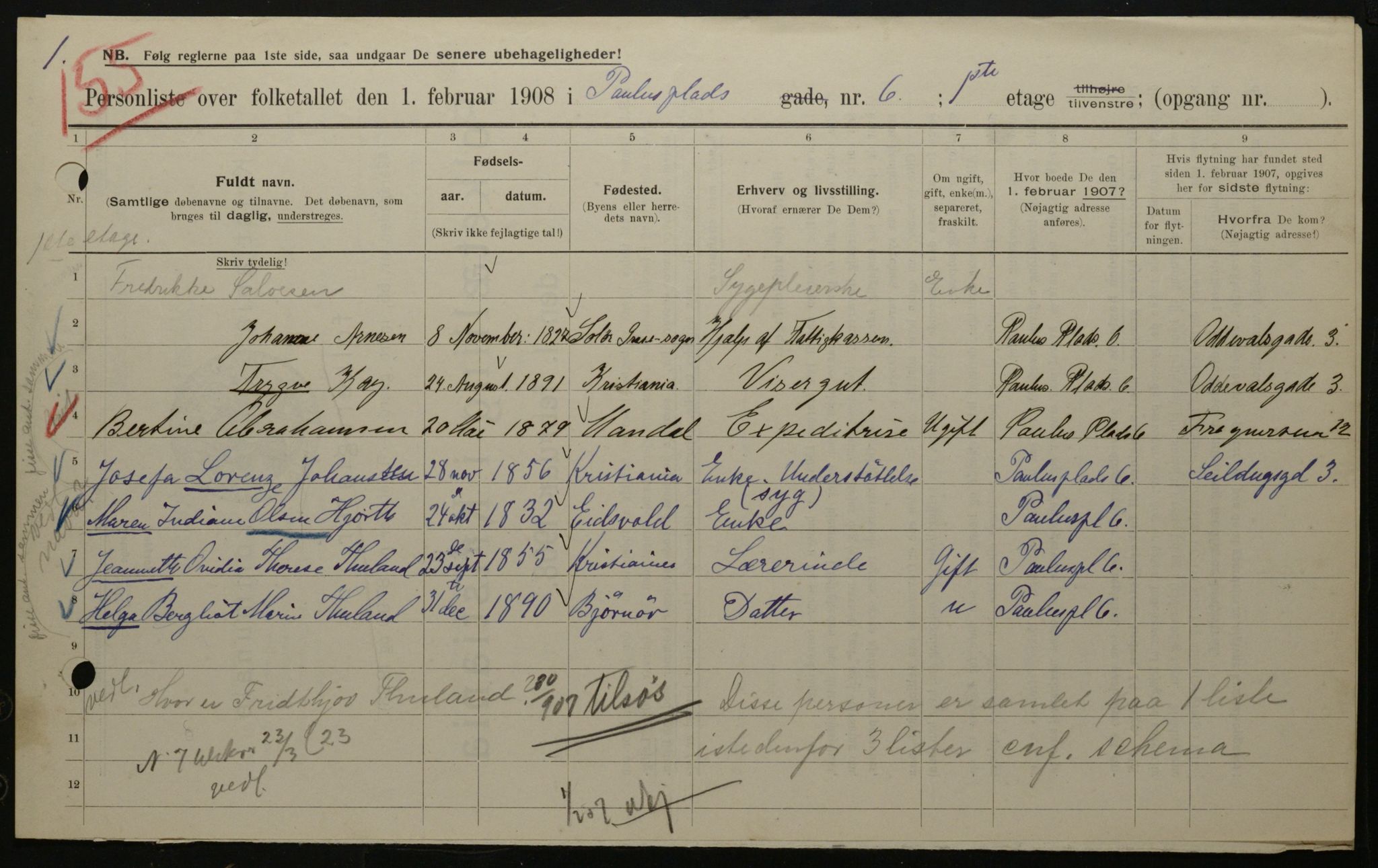 OBA, Municipal Census 1908 for Kristiania, 1908, p. 70572