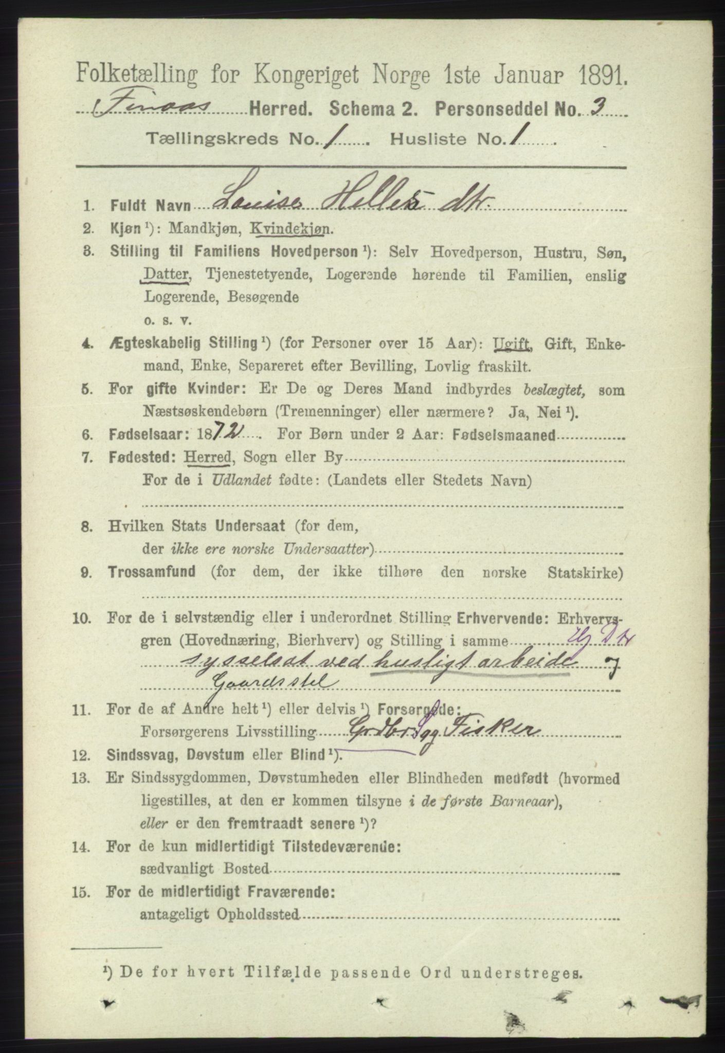 RA, 1891 census for 1218 Finnås, 1891, p. 137