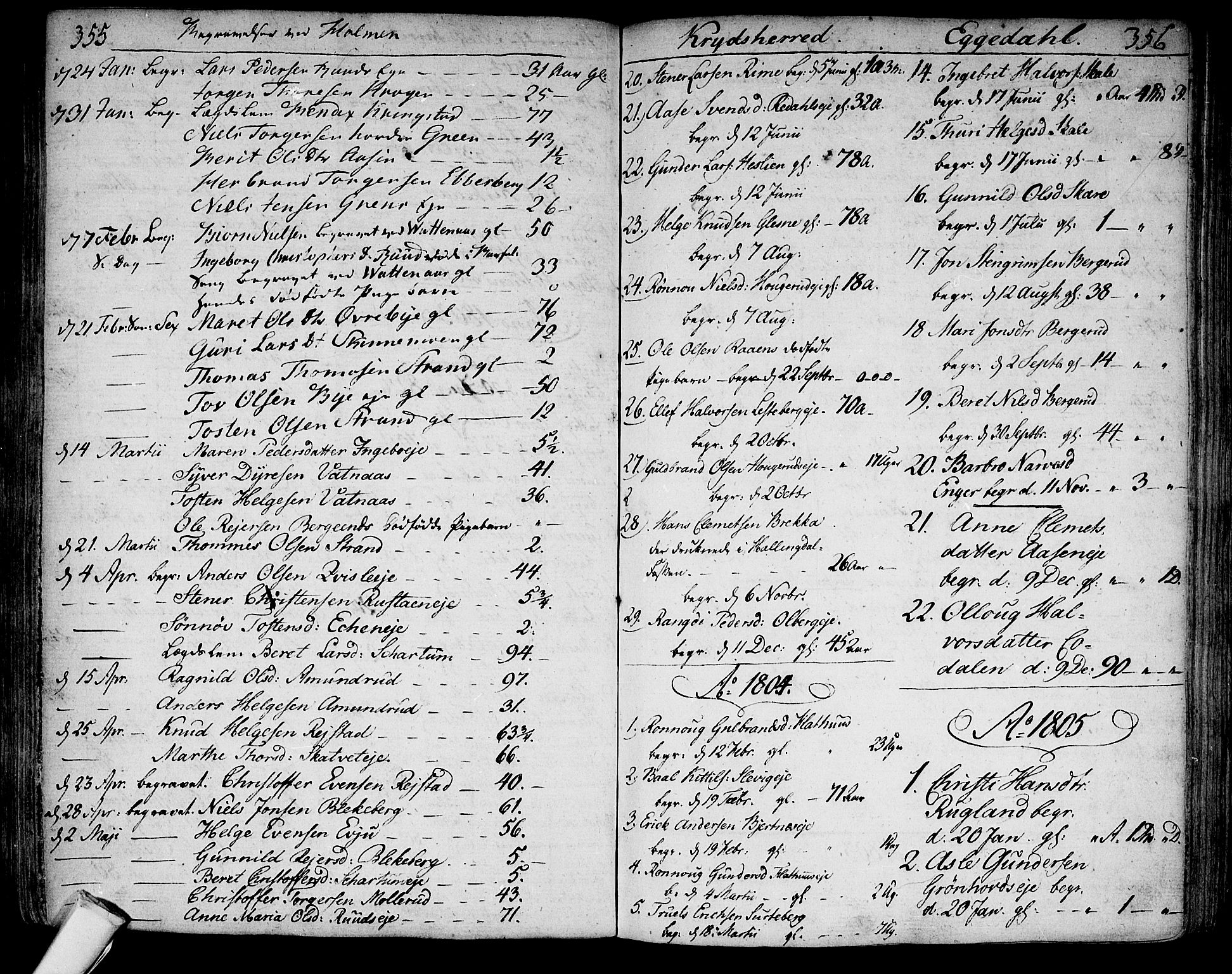 Sigdal kirkebøker, SAKO/A-245/F/Fa/L0003: Parish register (official) no. I 3, 1793-1811, p. 355-356