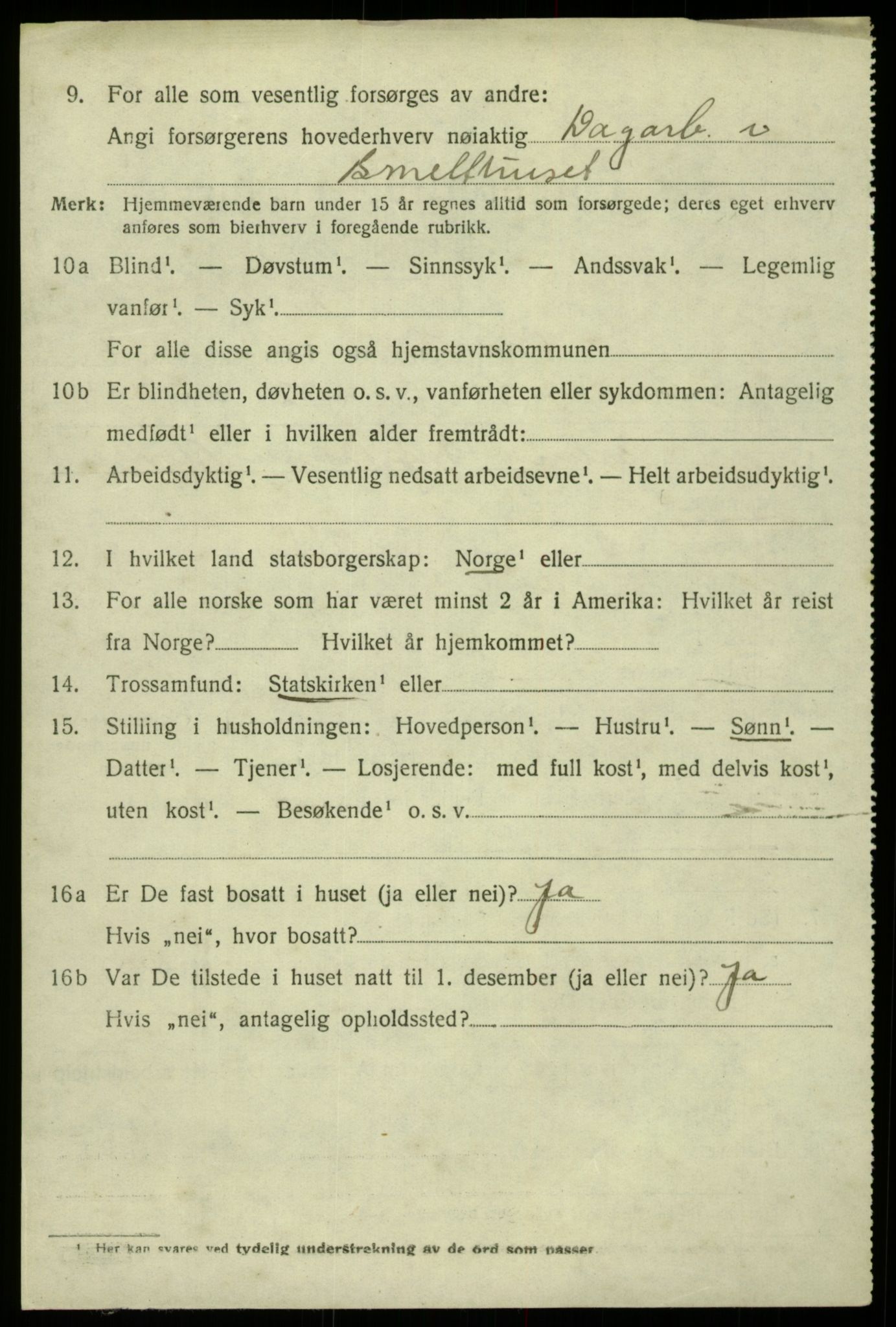 SAB, 1920 census for Odda, 1920, p. 6394