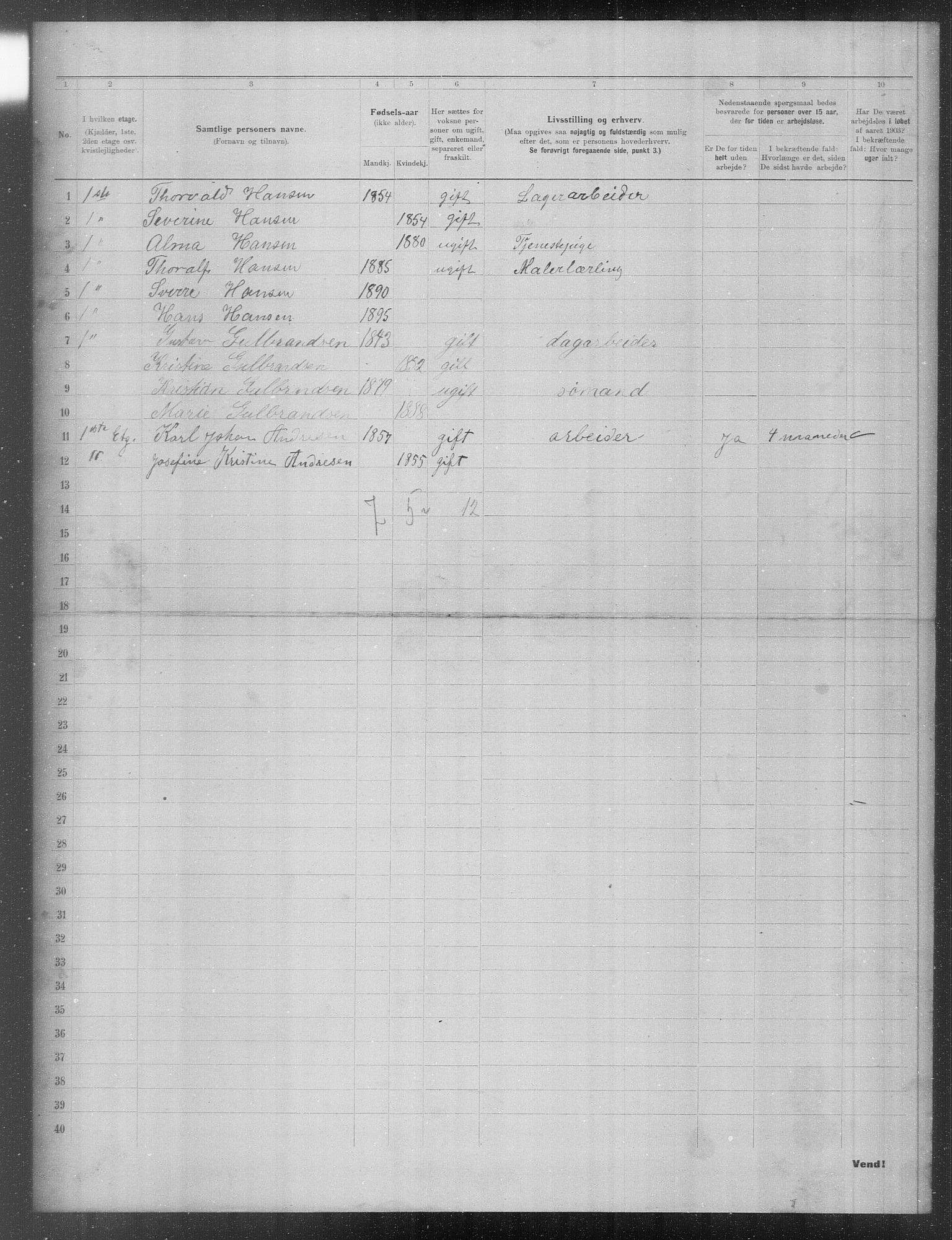 OBA, Municipal Census 1903 for Kristiania, 1903, p. 23812