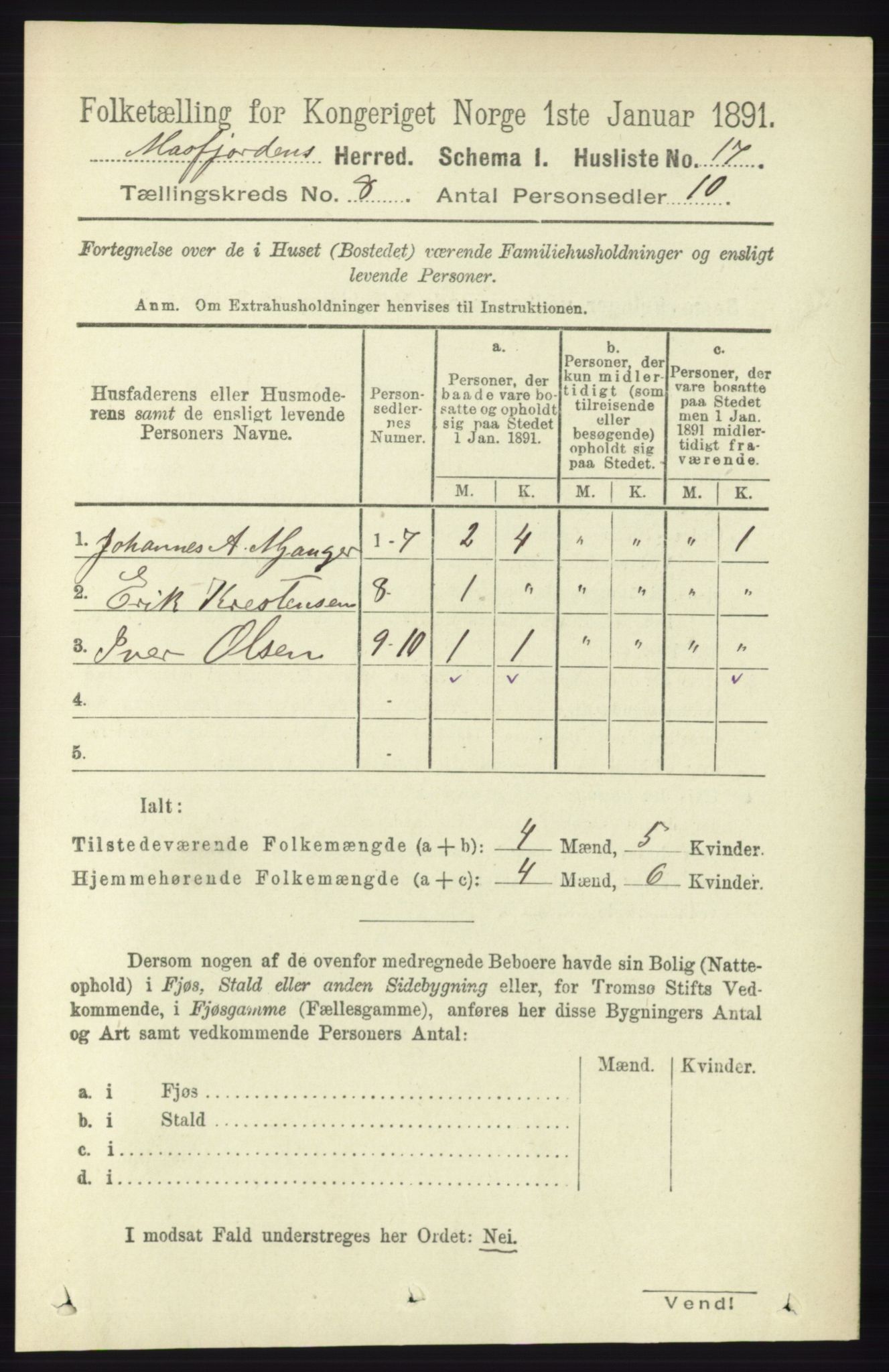 RA, 1891 census for 1266 Masfjorden, 1891, p. 1529