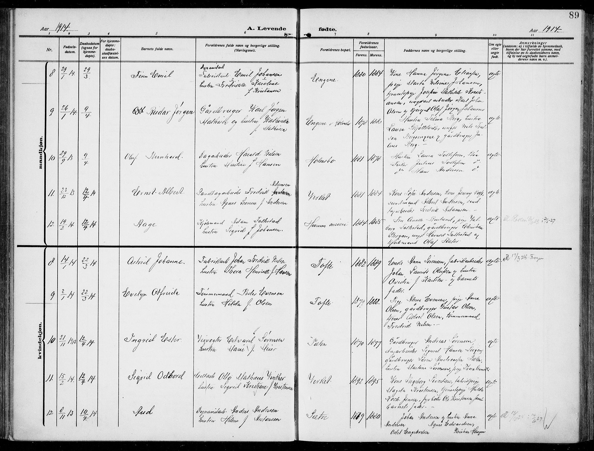 Hurum kirkebøker, AV/SAKO-A-229/F/Fa/L0016: Parish register (official) no. 16, 1899-1918, p. 89