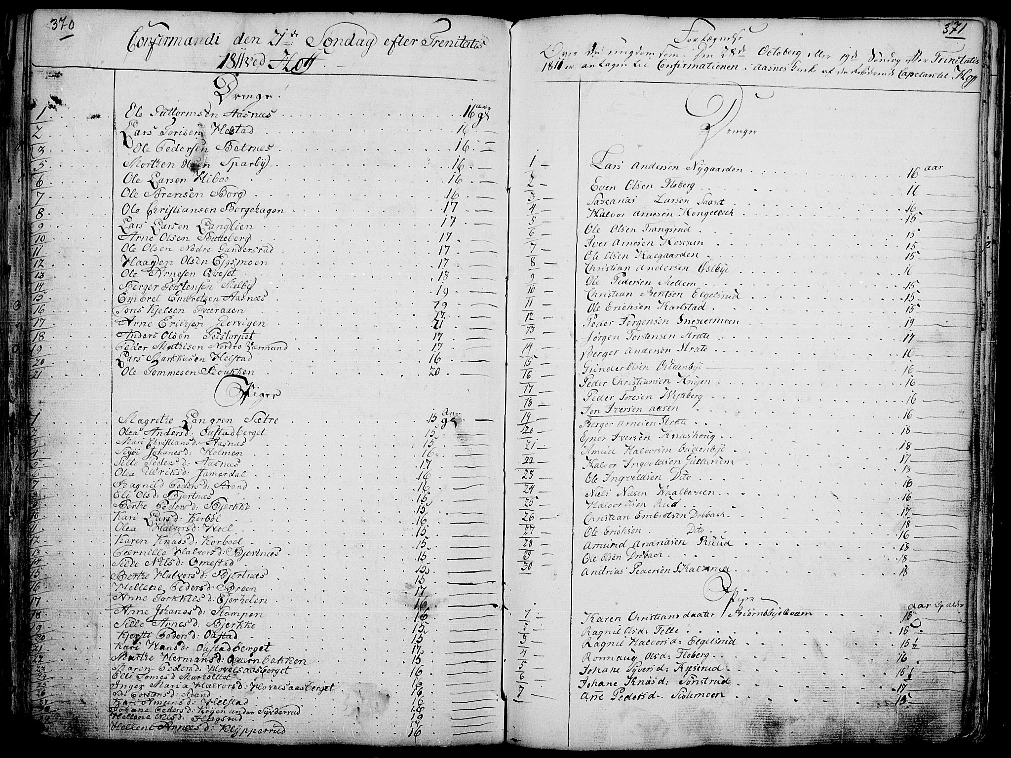 Hof prestekontor, AV/SAH-PREST-038/H/Ha/Haa/L0004: Parish register (official) no. 4, 1790-1815, p. 370-371