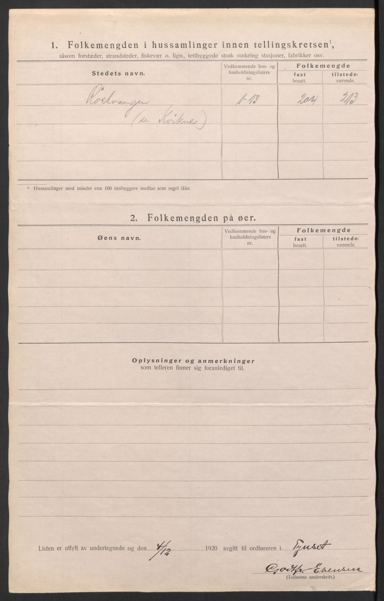 SAH, 1920 census for Tynset, 1920, p. 58