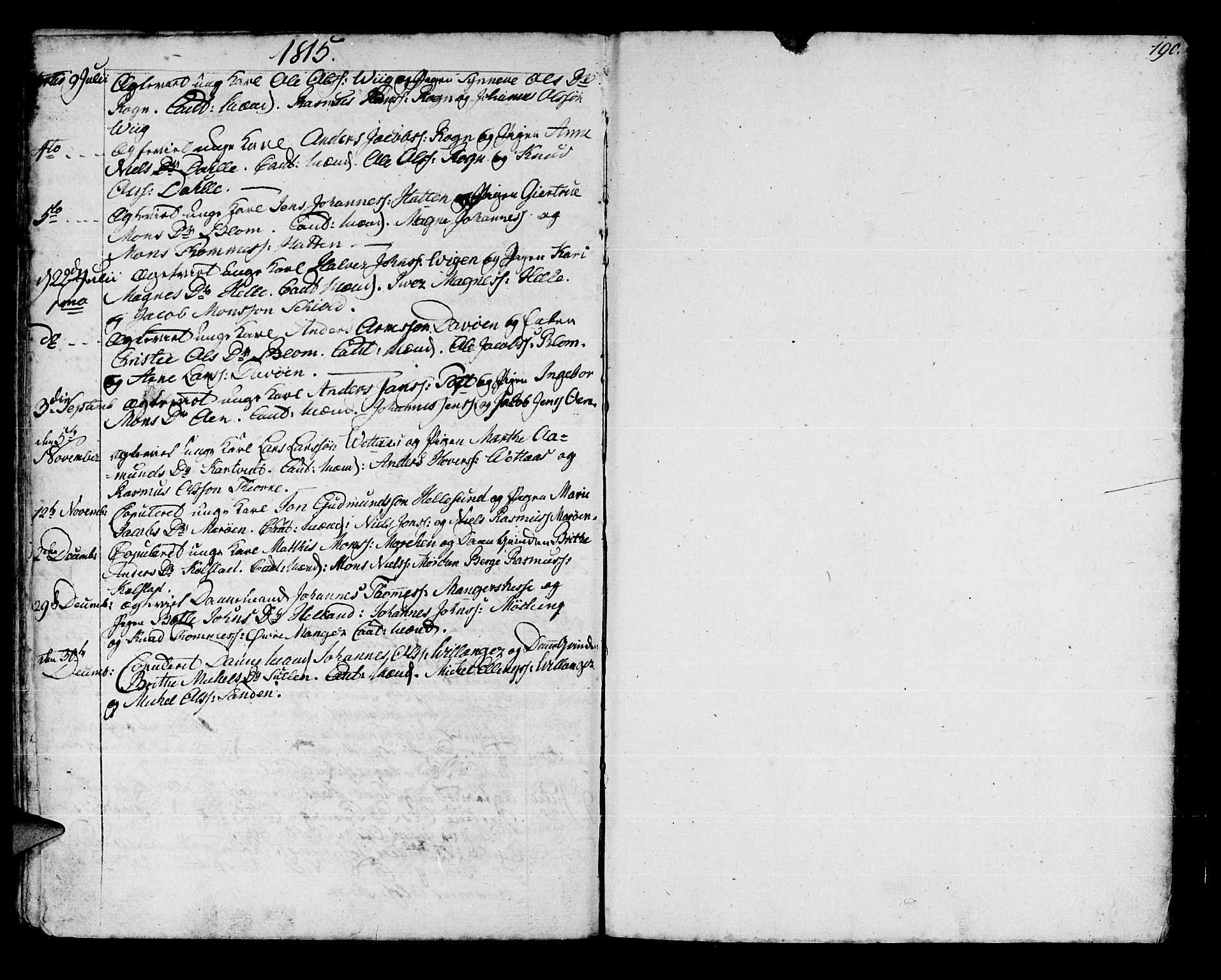 Manger sokneprestembete, SAB/A-76801/H/Haa: Parish register (official) no. A 2, 1792-1815, p. 190