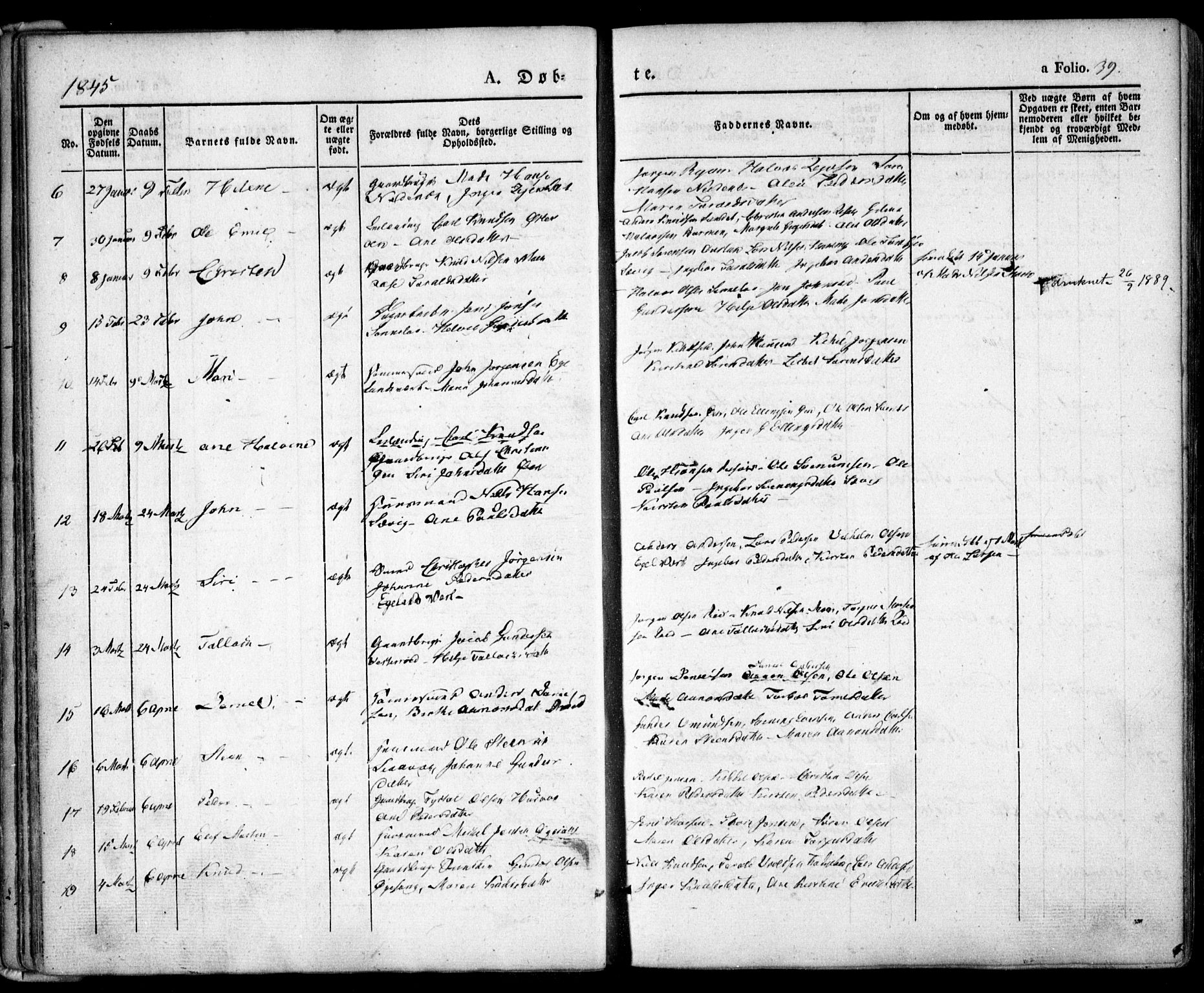 Søndeled sokneprestkontor, AV/SAK-1111-0038/F/Fa/L0002: Parish register (official) no. A 2, 1839-1860, p. 39