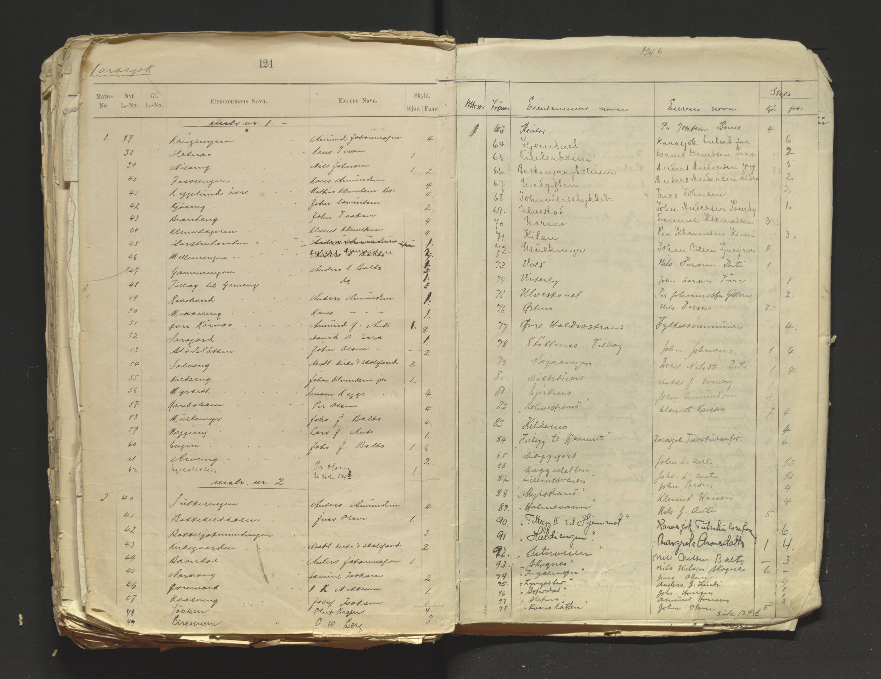 Tana fogderi/sorenskriveri, AV/SATØ-S-0058/I/Ip/L0254/0001: -- / Annet om tinglysing. Matrikkel, Tana sorenskriveri., 1884, p. 124-124b