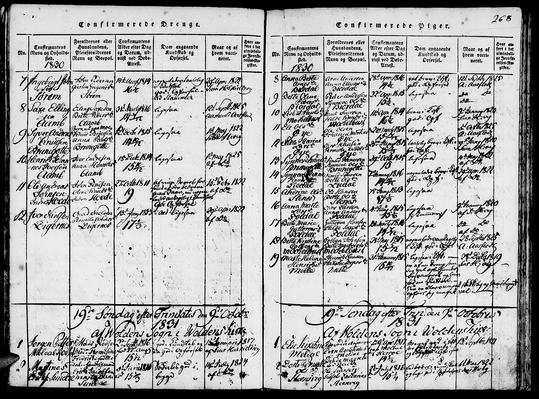 Ministerialprotokoller, klokkerbøker og fødselsregistre - Møre og Romsdal, AV/SAT-A-1454/511/L0138: Parish register (official) no. 511A05, 1817-1832, p. 268