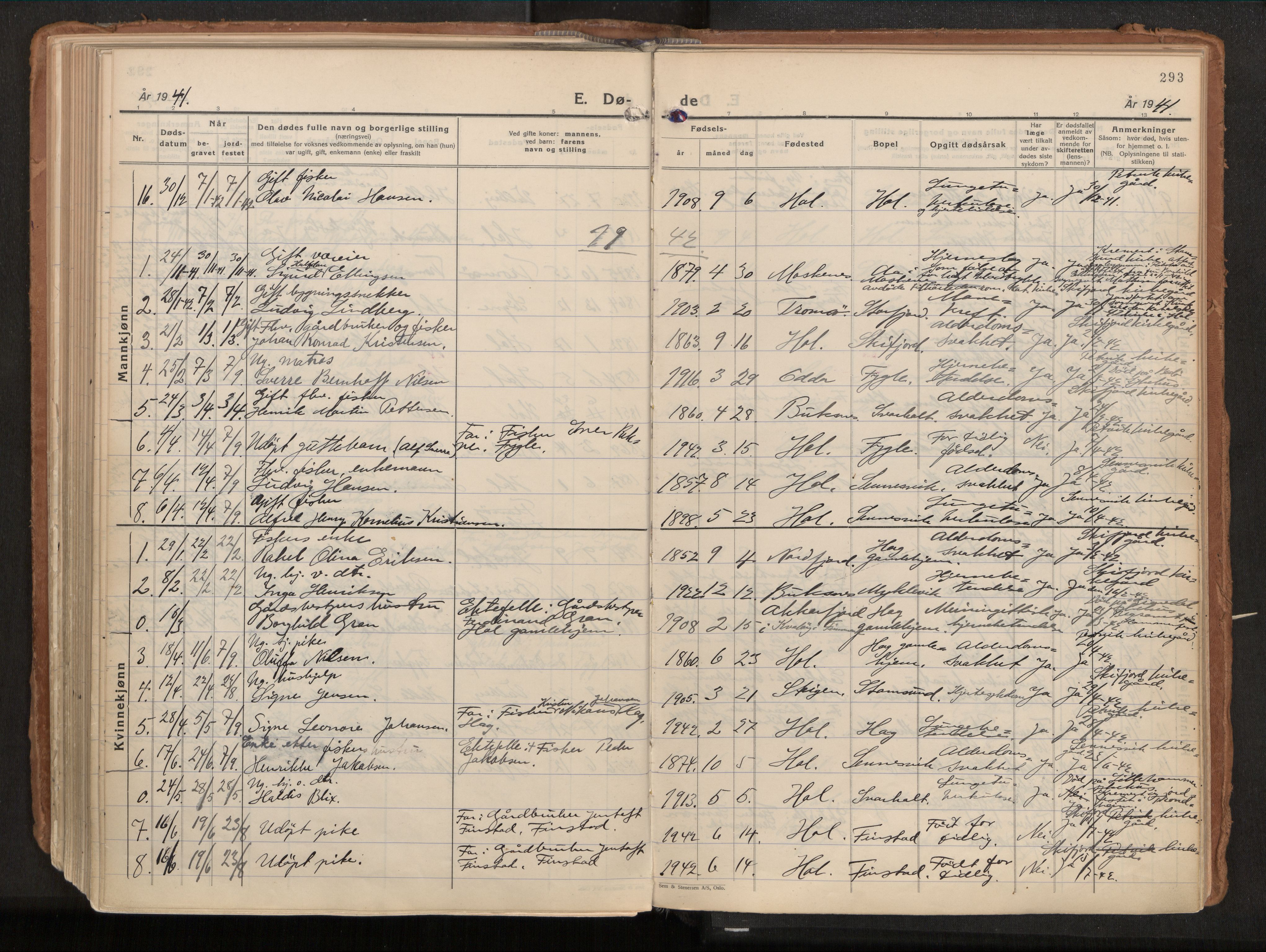 Ministerialprotokoller, klokkerbøker og fødselsregistre - Nordland, SAT/A-1459/882/L1182: Parish register (official) no. 882A04, 1932-1950, p. 293