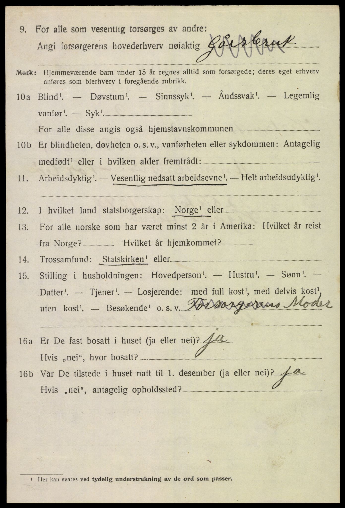 SAK, 1920 census for Vestre Moland, 1920, p. 4760