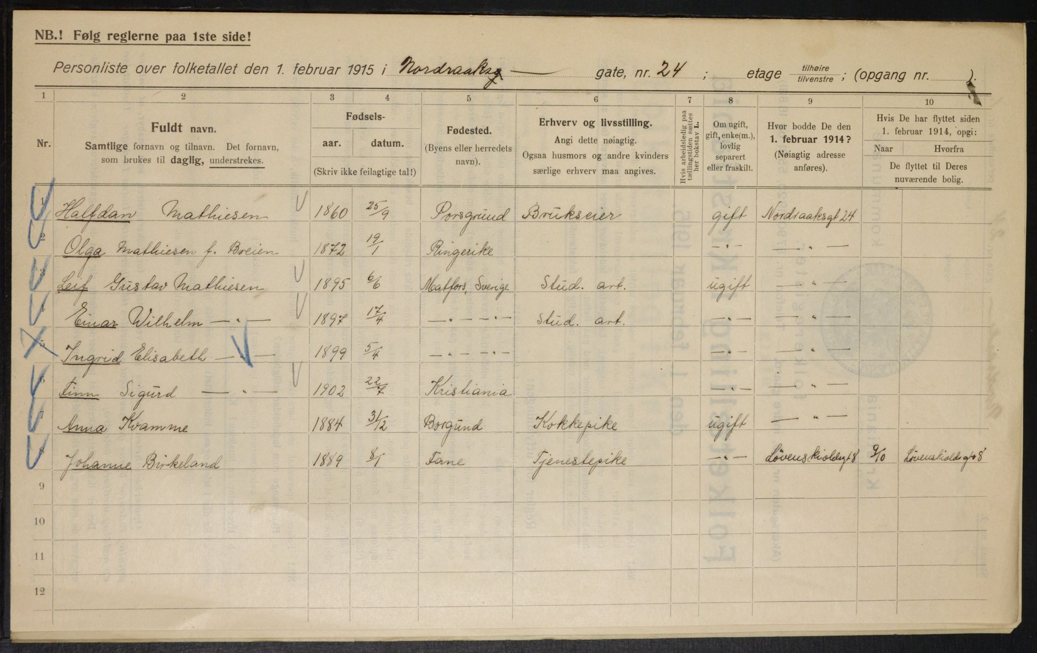 OBA, Municipal Census 1915 for Kristiania, 1915, p. 72834